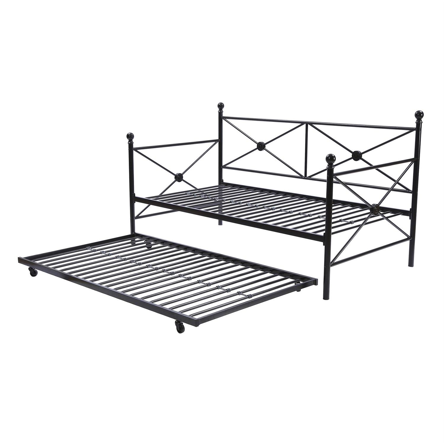 Twin size Contemporary Daybed and Trundle Set in Black Metal Finish-2