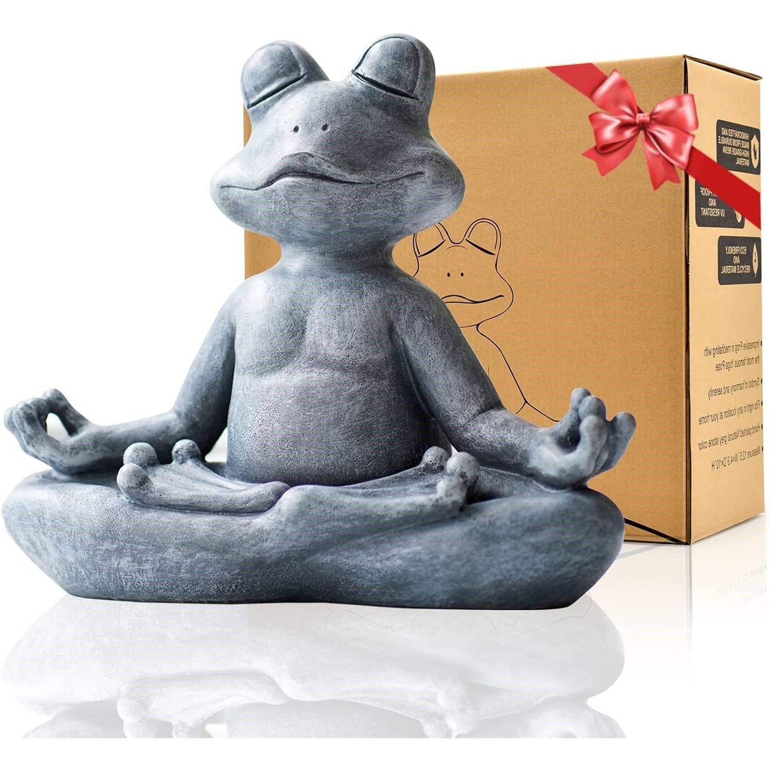 Zen Garden Meditating Yoga Frog Statue-0