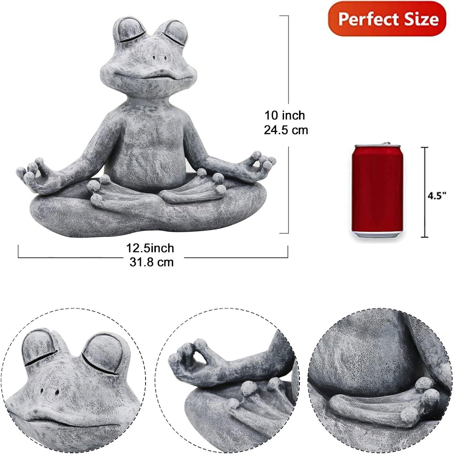 Zen Garden Meditating Yoga Frog Statue-4