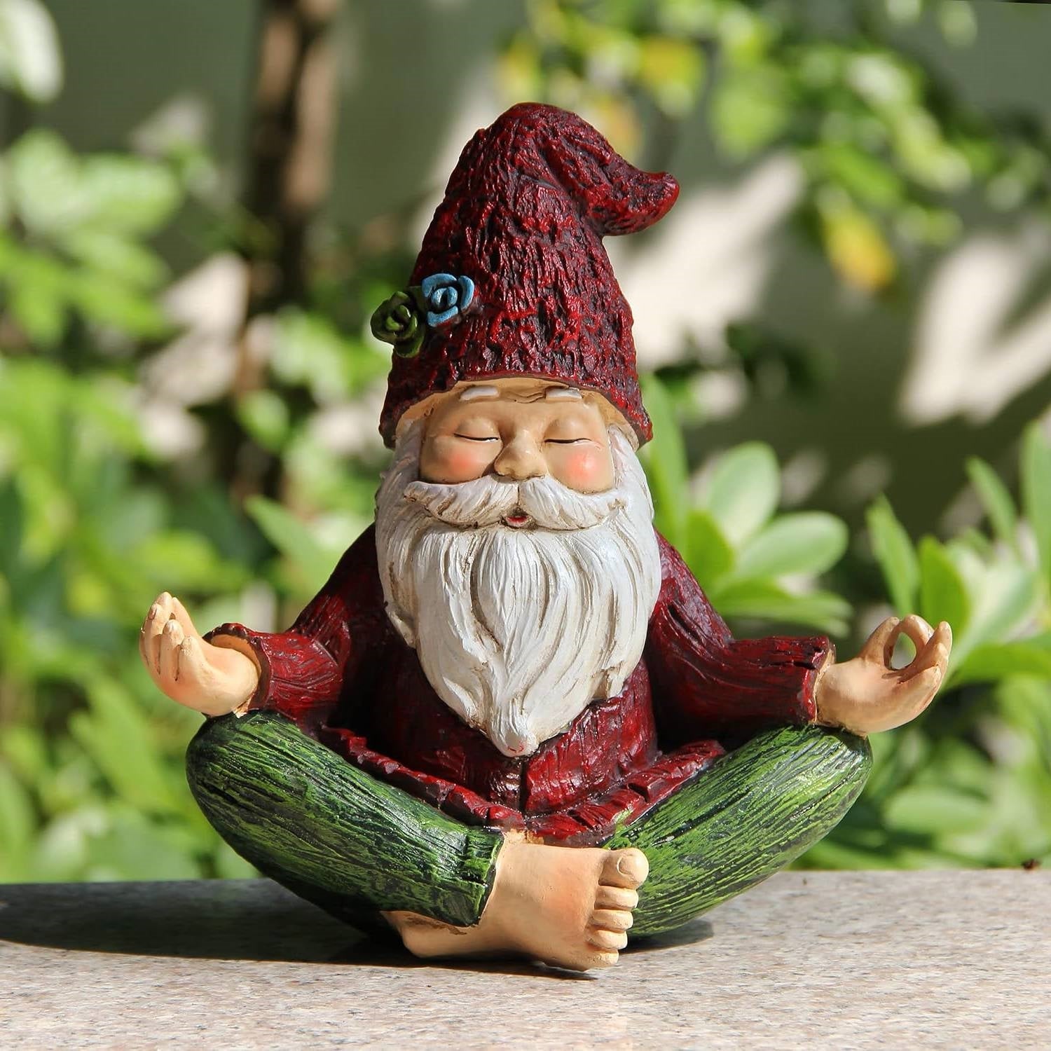 Zen Garden Meditating Yoga Solar Gnome Statue-0