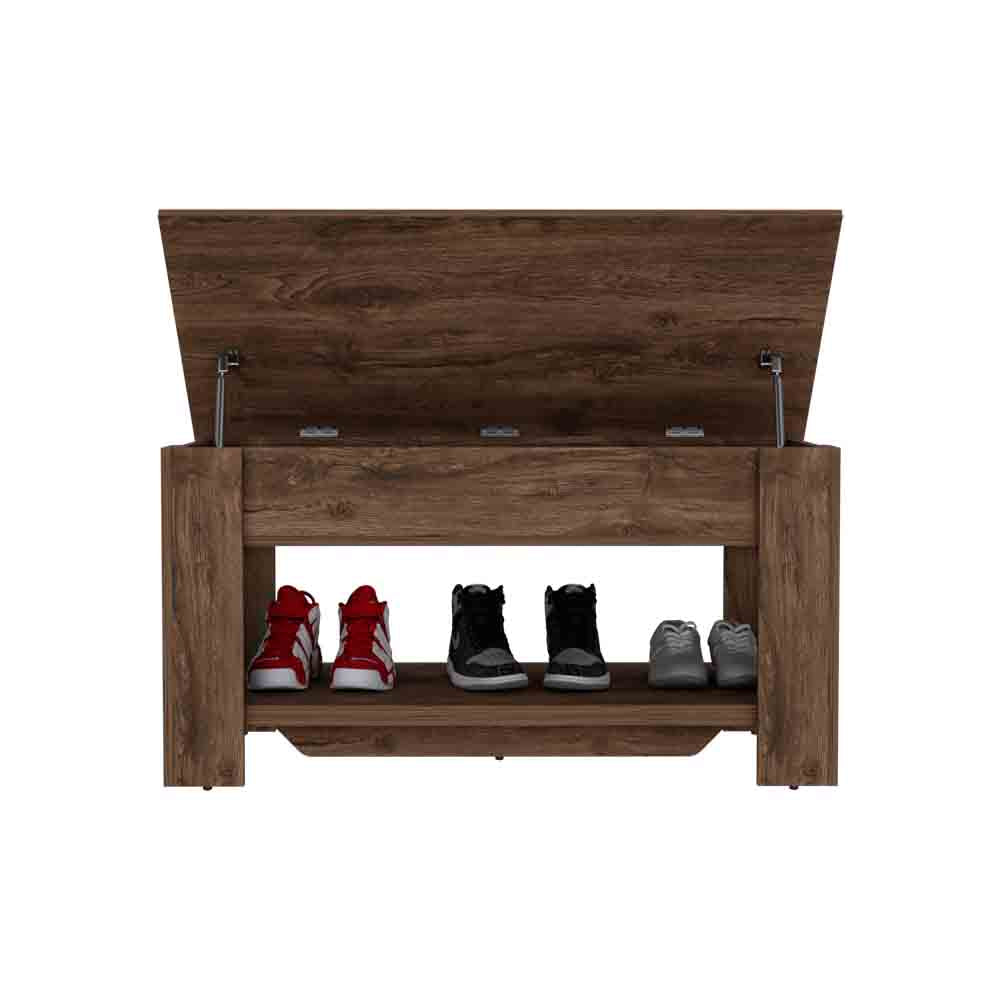 Storage Table Polgon, Extendable Table Shelf, Lower Shelf, Dark Brown Finish-3