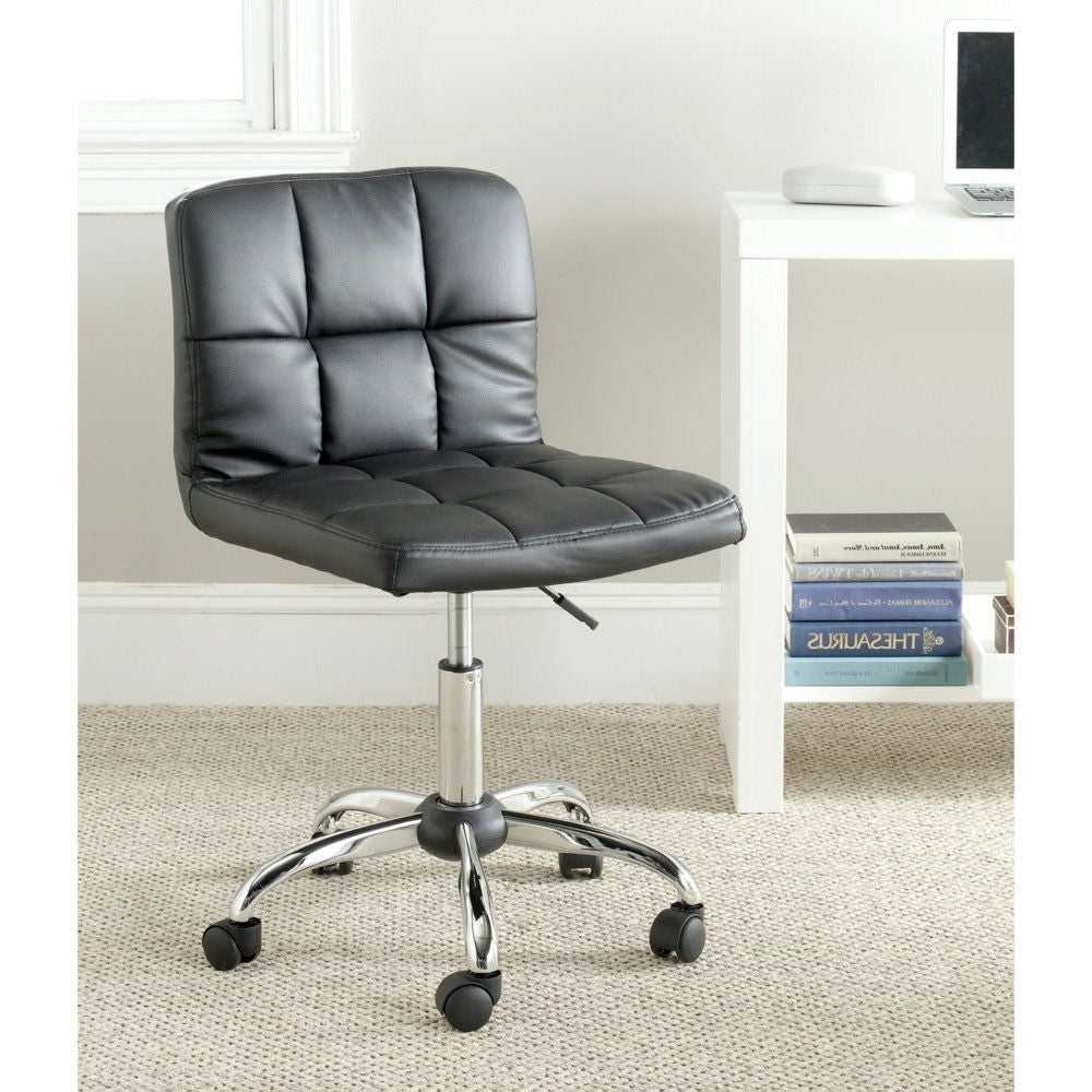 Modern Black Faux Leather Cushion Home Office Desk Chair-0