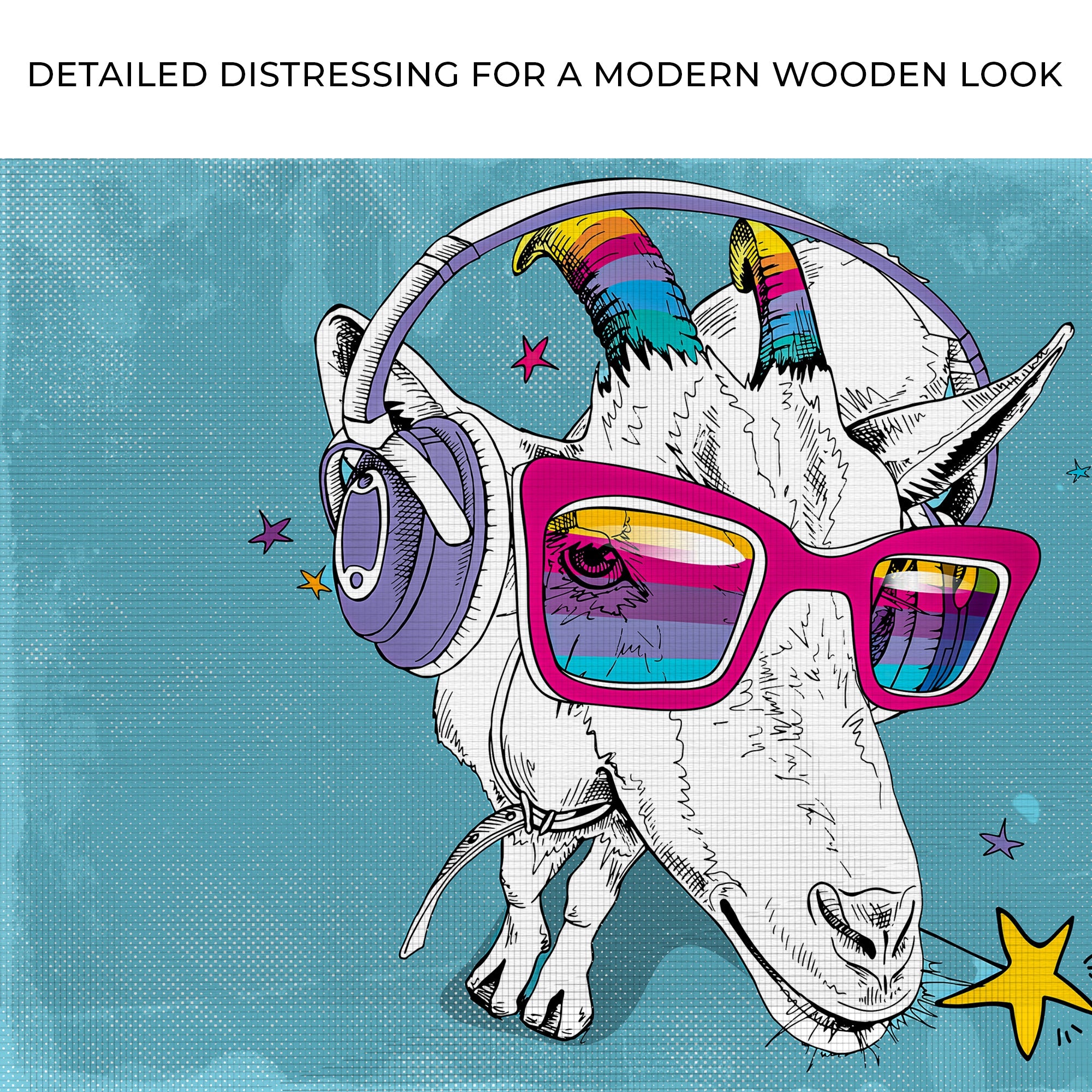 Rainbow Cool Goat Canvas Wall Art