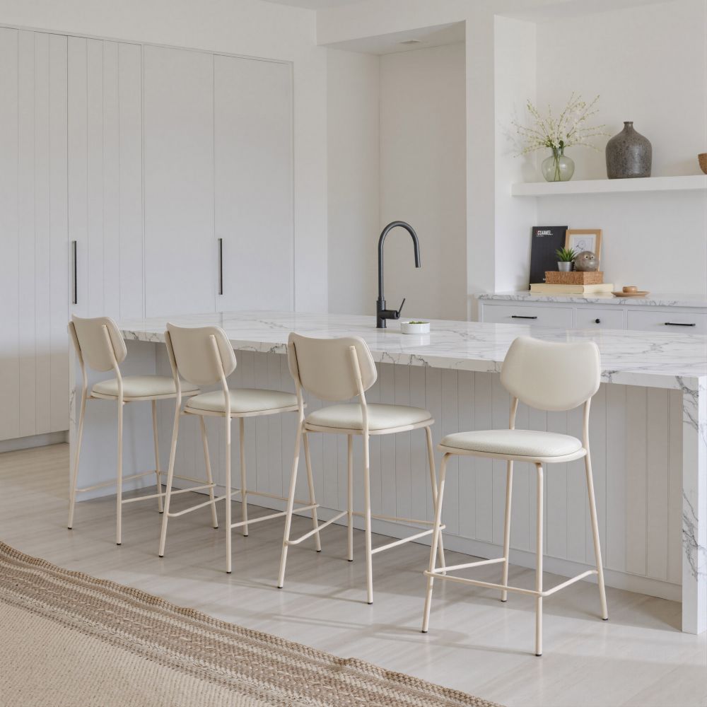 Zeal White Faux Leather Counter Stool 4PC