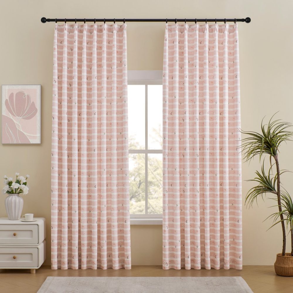 Zita Pink Ditsy Floral Curtains for Girls Room