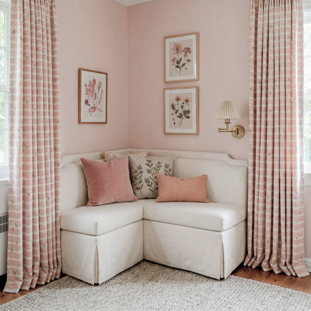 Zita Pink Ditsy Floral Curtains for Girls Room