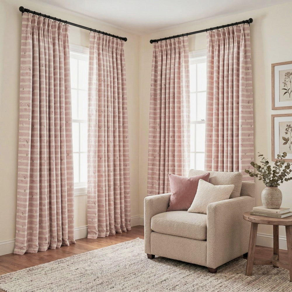 Zita Pink Ditsy Floral Curtains for Girls Room