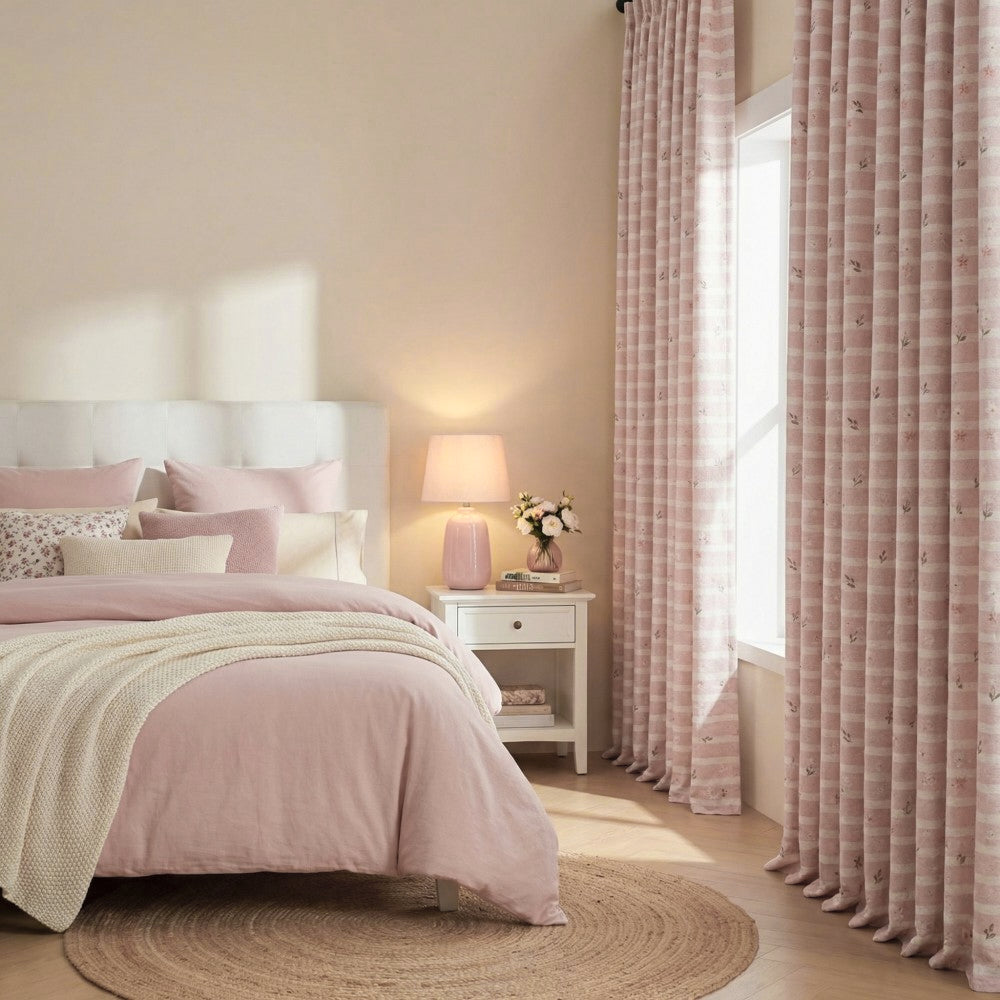 Zita Pink Ditsy Floral Curtains for Girls Room