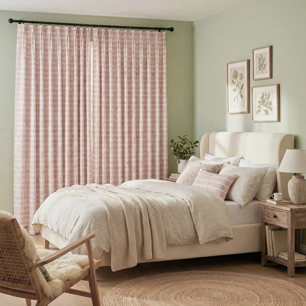 Zita Pink Ditsy Floral Curtains for Girls Room
