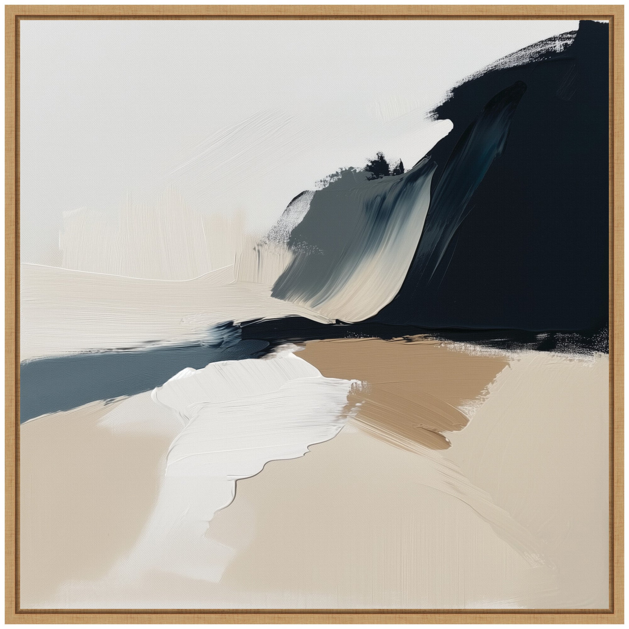 Sylvie Coastal Sand Modern Abstract Landscape II Framed Canvas by The Creative Bunch Studio