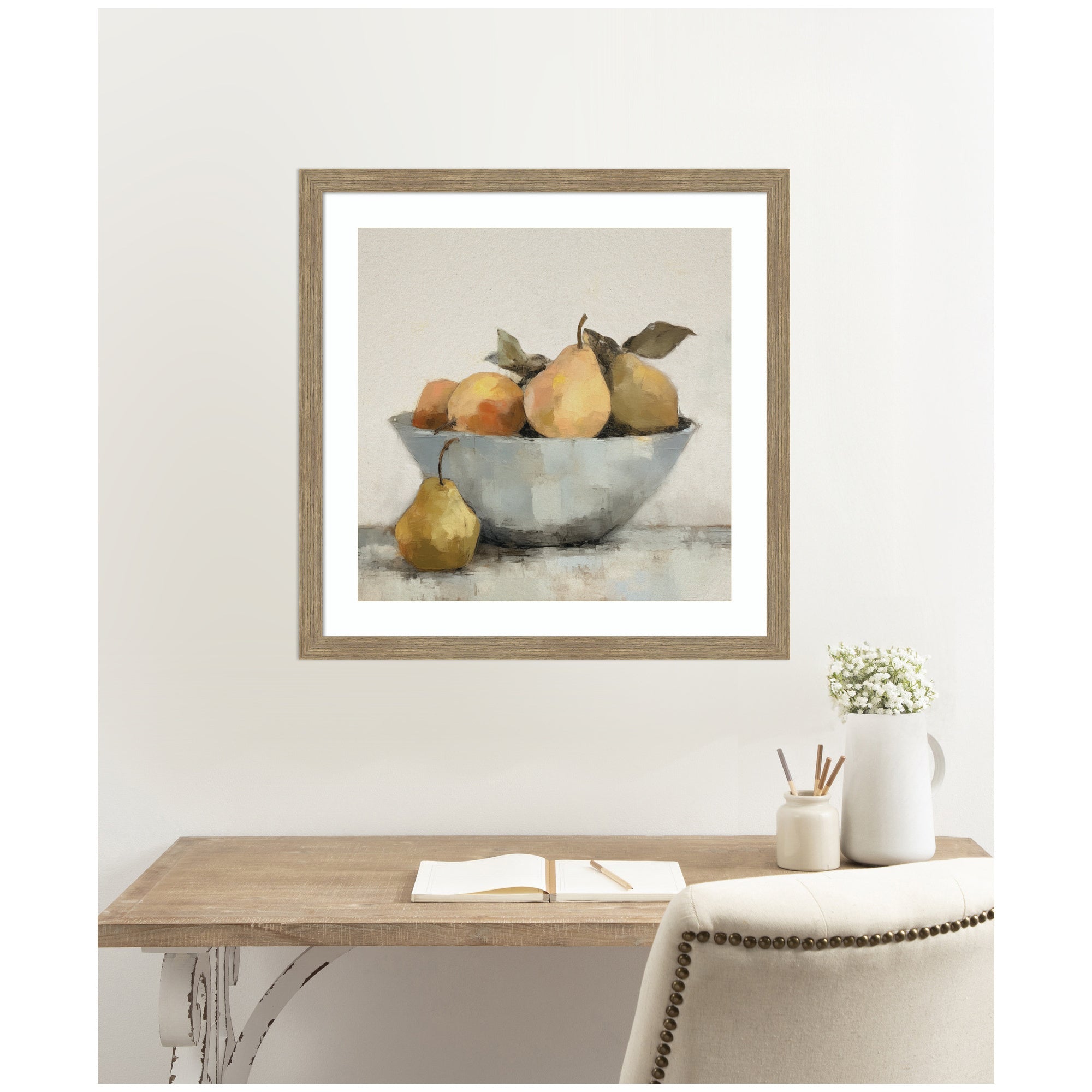 Framed Art Still Life Fruit In A Bowl Vintage Style by The Creative Bunch Studio