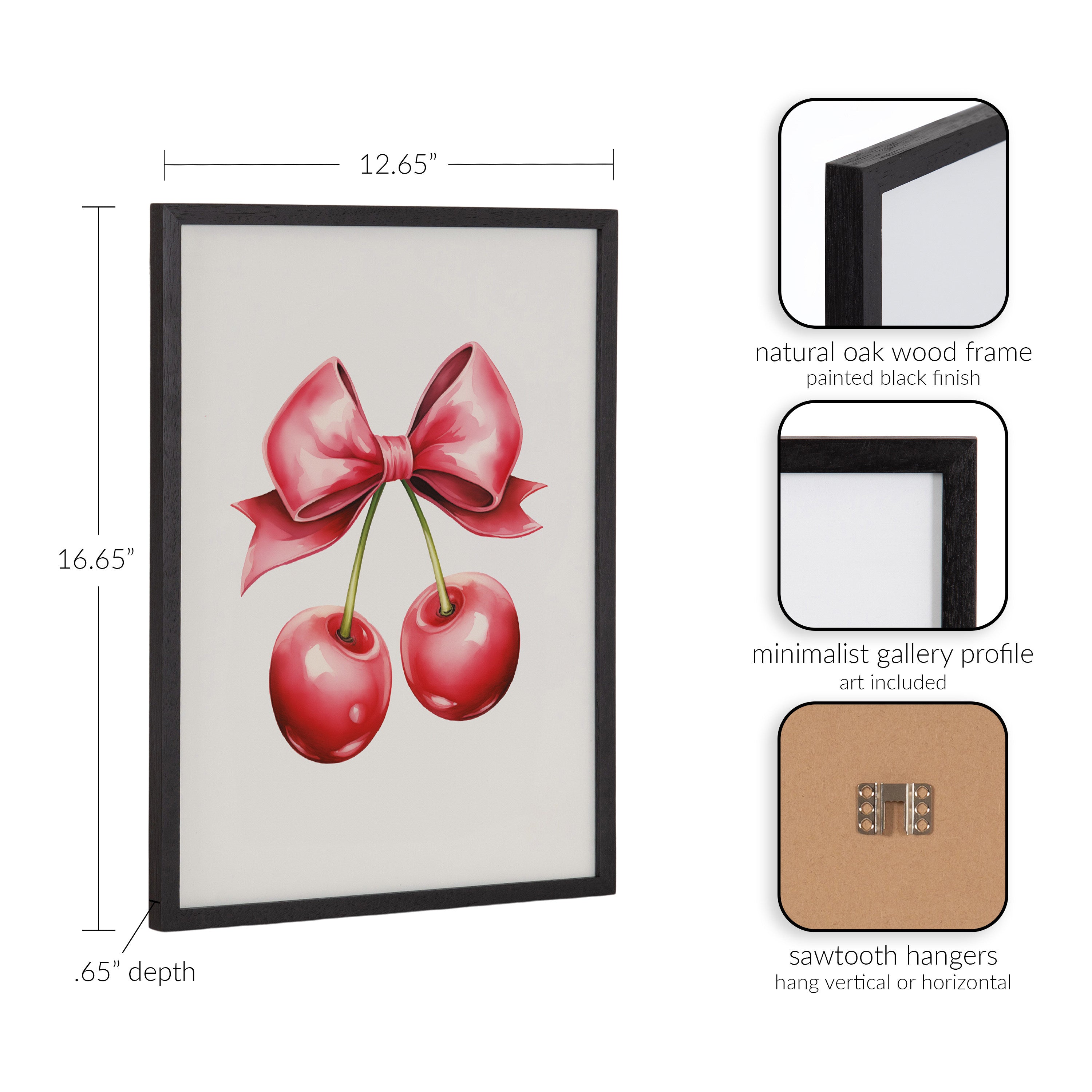 Gallery Coquette Preppy Retro Girly Red Pink Bow Cherries Print by The Creative Bunch Studio