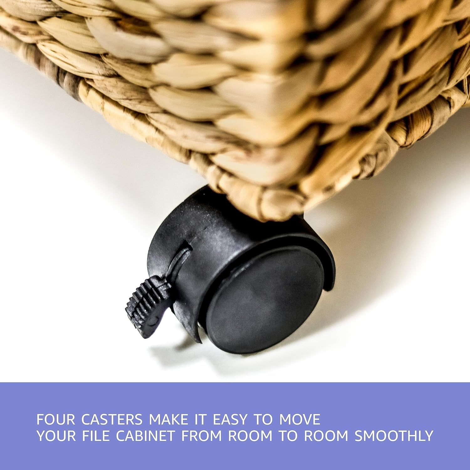 Wicker Rolling File Box Letter Size Natural For Office