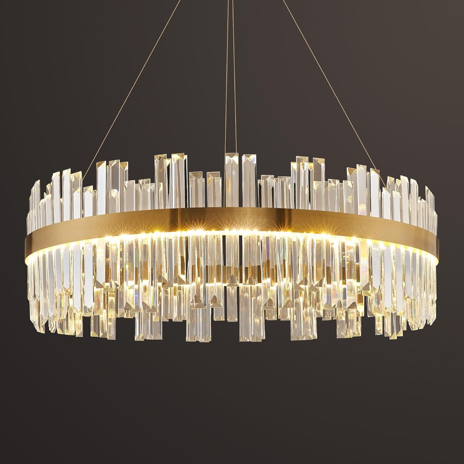 Gold 23.6 Inch Contemporary Led Crystal Chandelier-0