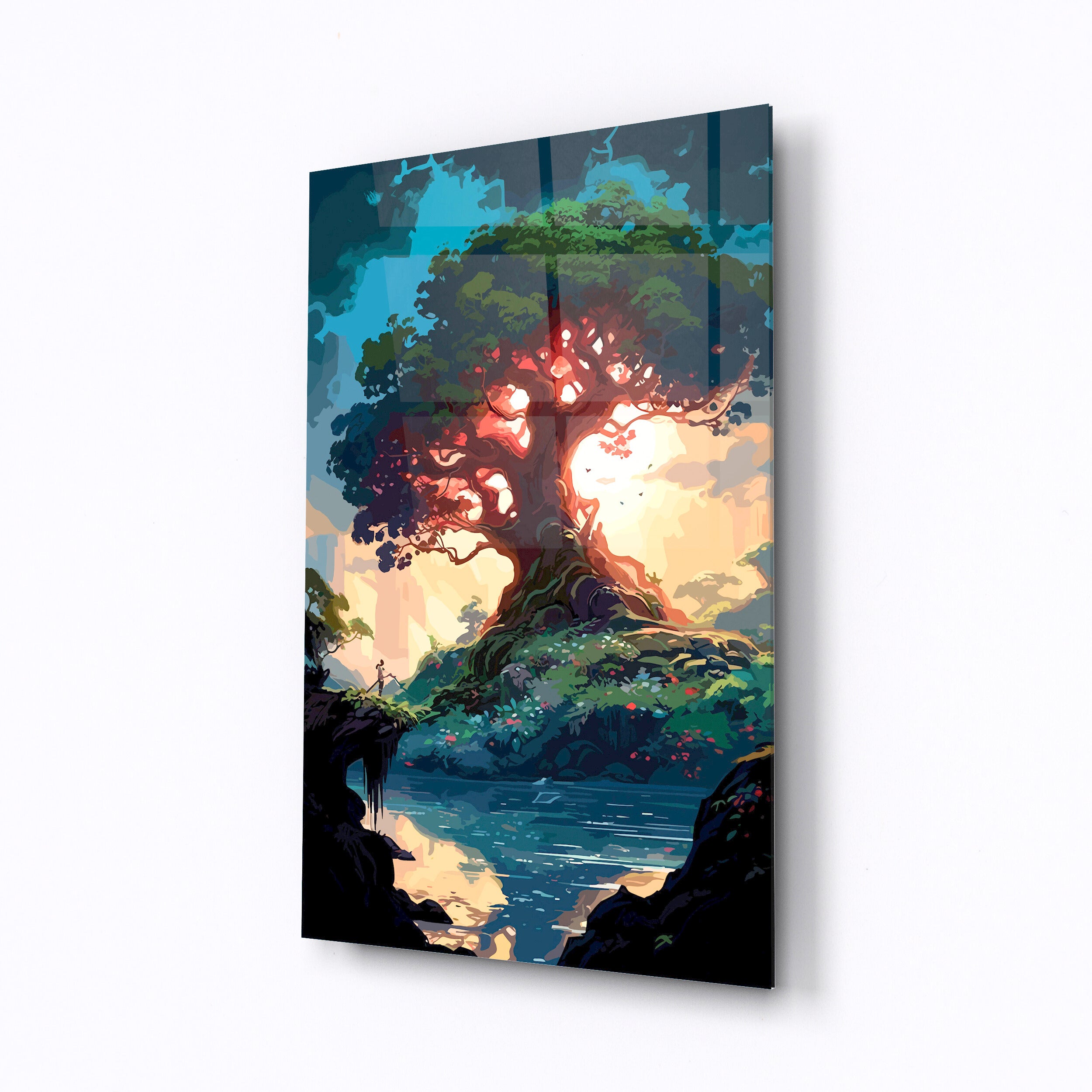 Tempered glass wall art Majestic tree-0