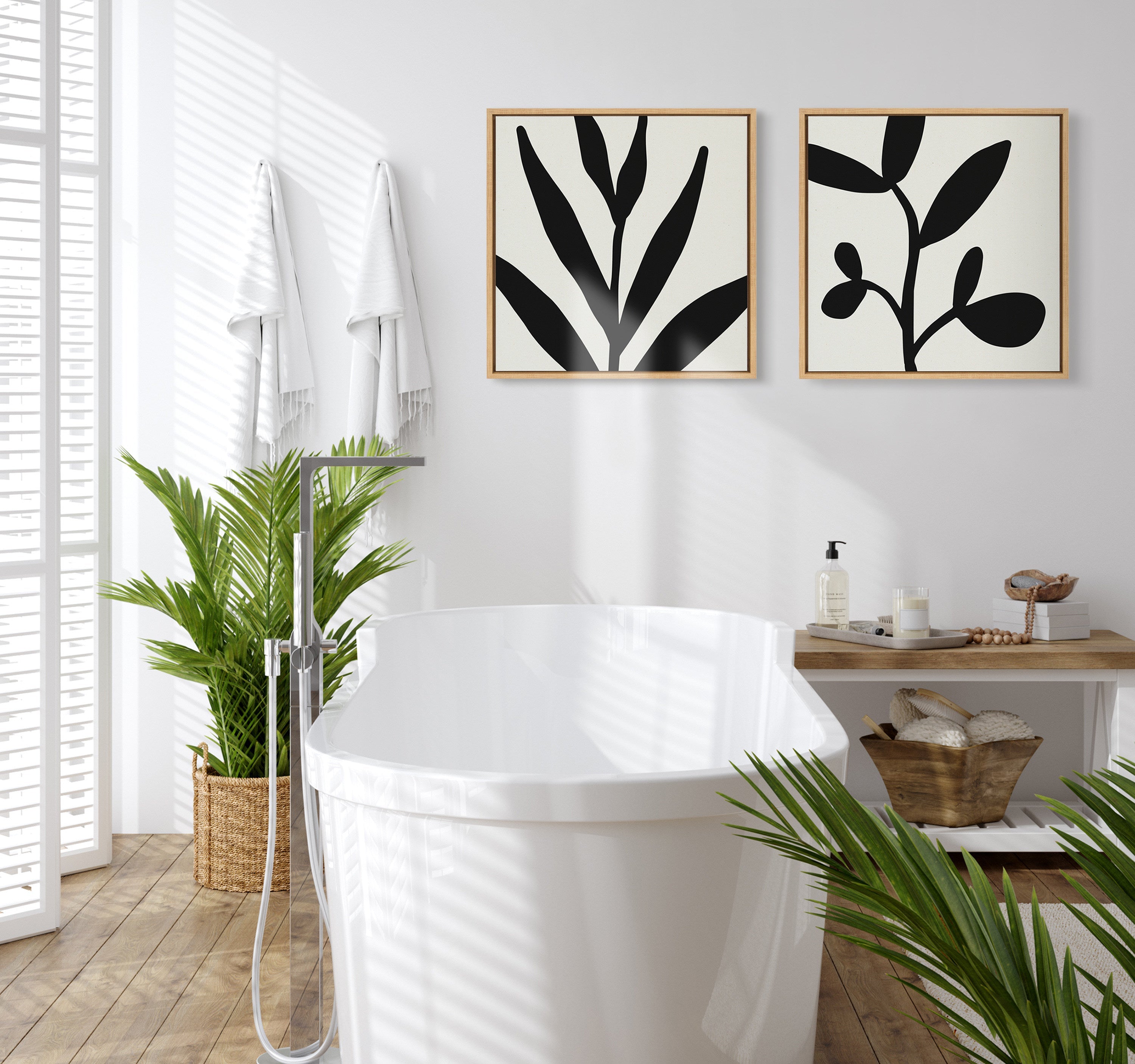 Sylvie Modern Botanical Neutral Abstract 2 Framed Canvas by The Creative Bunch Studio