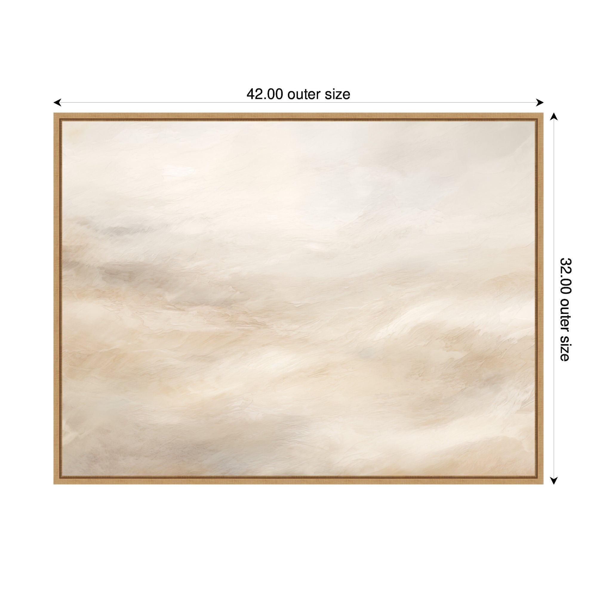 Sylvie Tonal Abstract Textural White and Beige Light Natural Neutrals Horizontal Framed Canvas by The Creative Bunch Studio