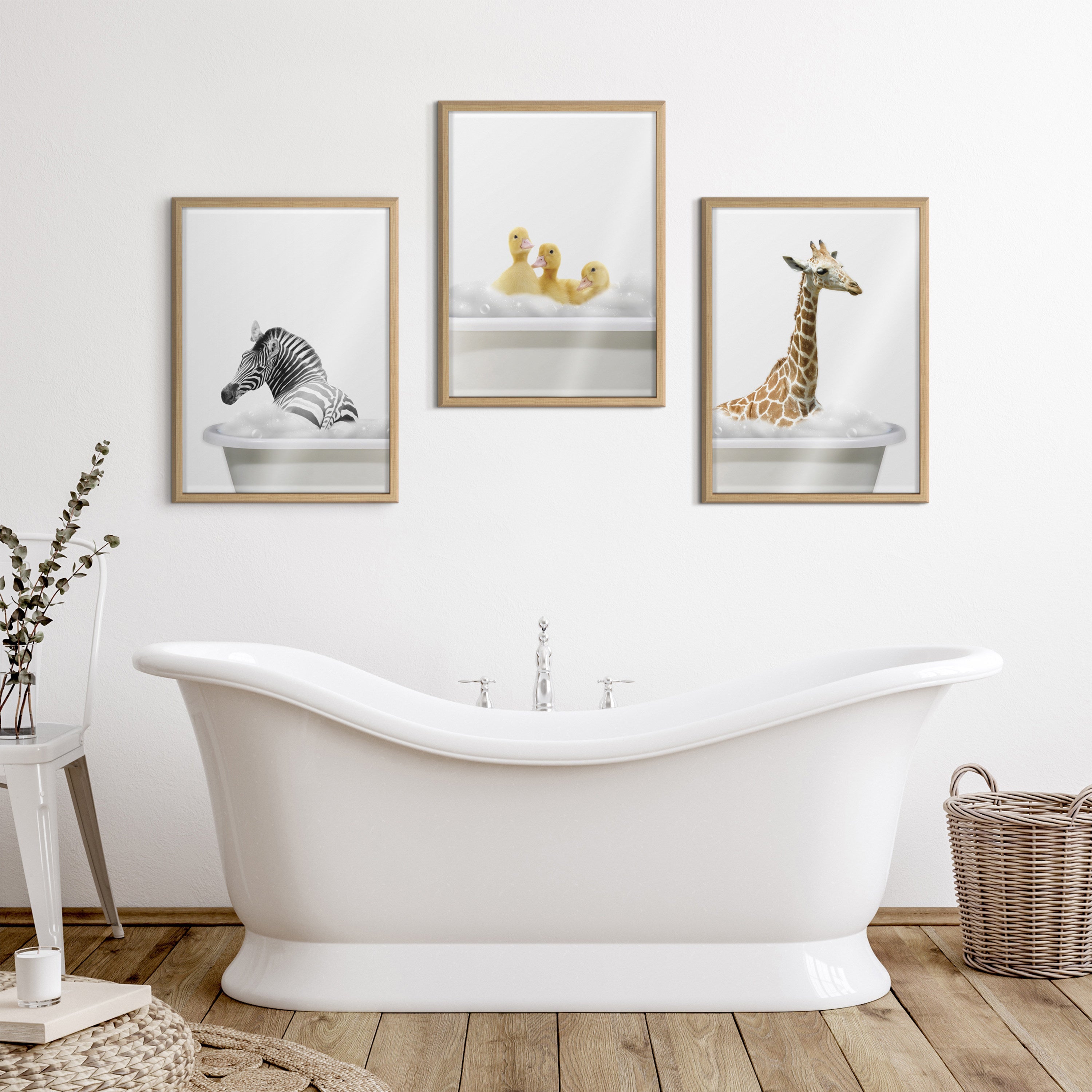 Blake Bathroom Bubble Bath Zebra Framed Printed Glass by The Creative Bunch Studio