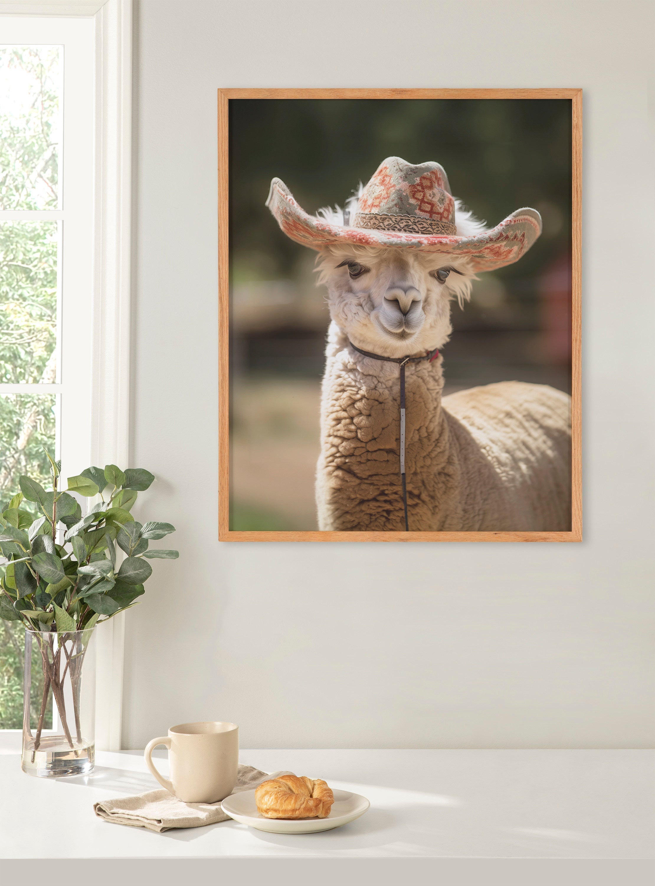 Gallery Boho Llama Alpaca Wearing A Western Cowgirl Hat Print by The Creative Bunch Studio