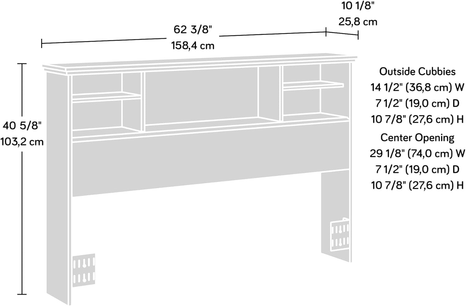 Versatile White Plank Headboard with Adjustable Storage Shelves