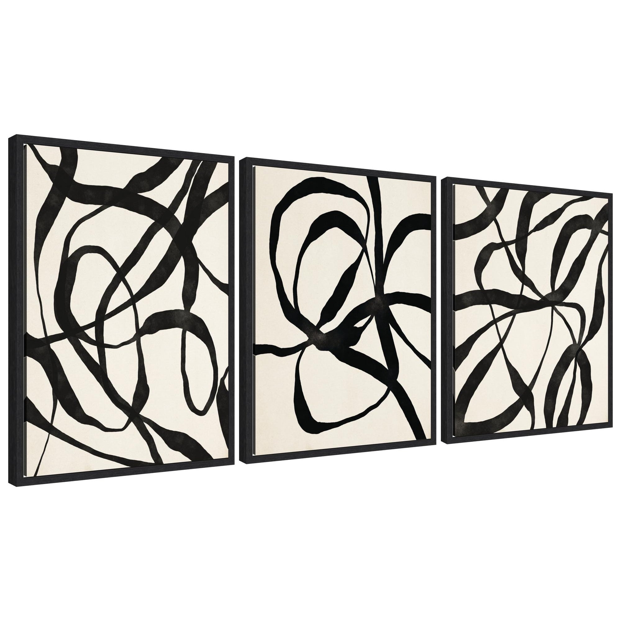 Sylvie Black Twist 1,3 and 4 Framed Canvas Art Set by Alicia Bock