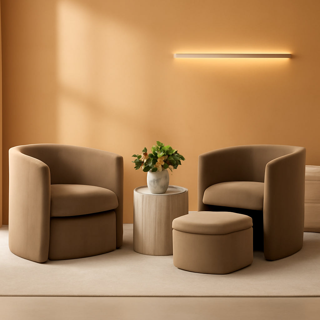 Luxurious Velvet Accent Chair With Storage Ottoman