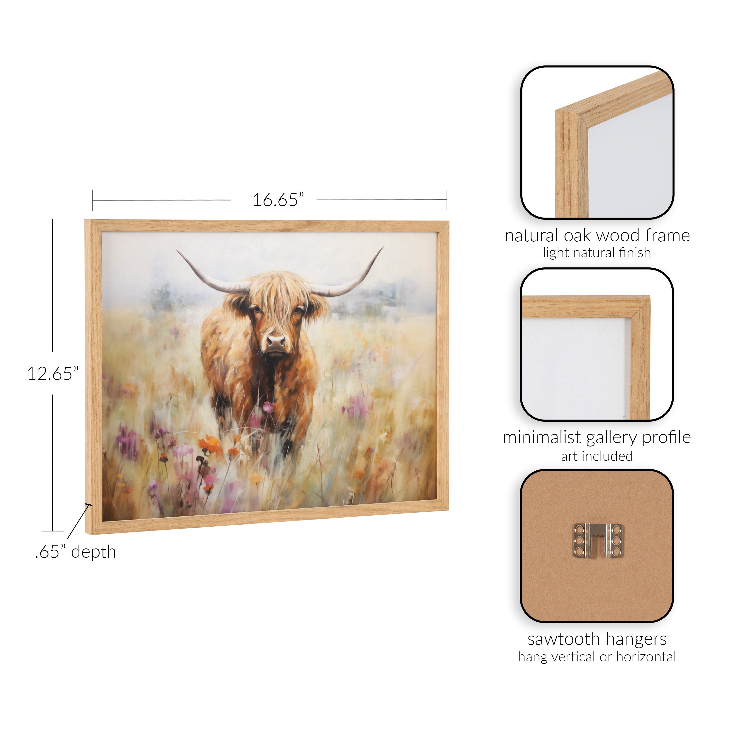 Gallery Highland Cow in a Flower Field Landscape Print by The Creative Bunch Studio