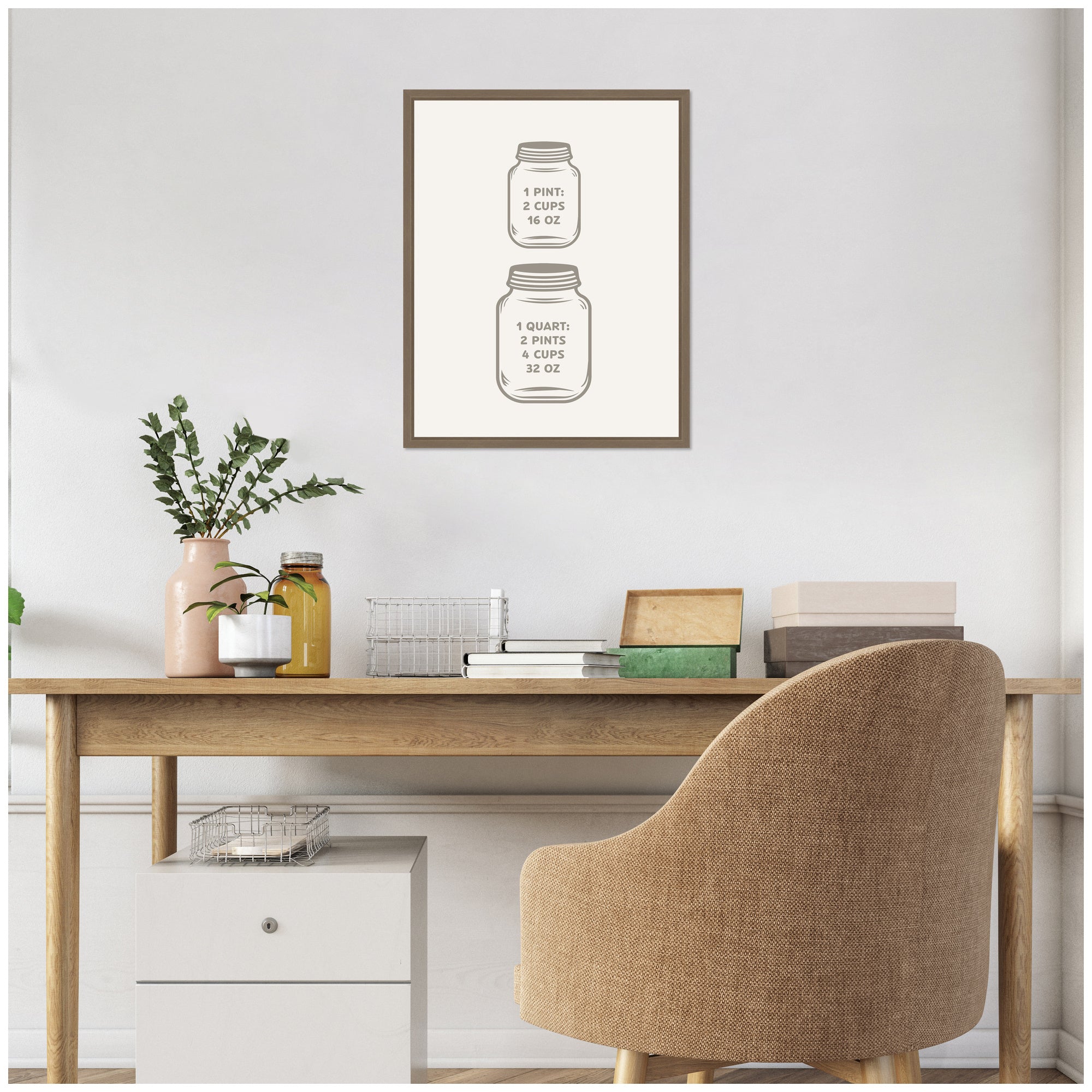 Kitchen Conversion Charts Pint Quart by The Creative Bunch Studio Framed Canvas Wall Art Print