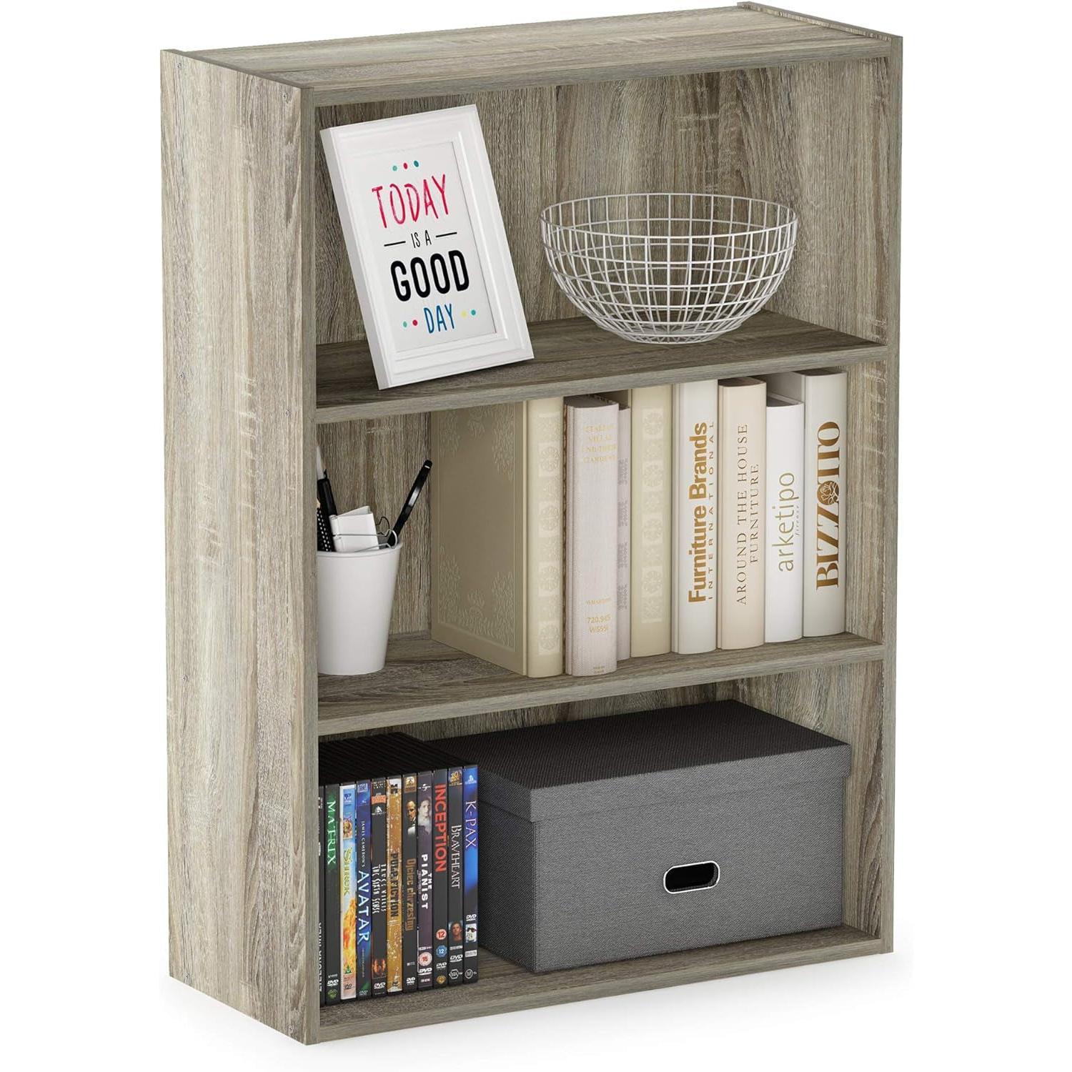 Pasir 3 Tier Open Shelf Bookcase Sonoma Oak Particle Board