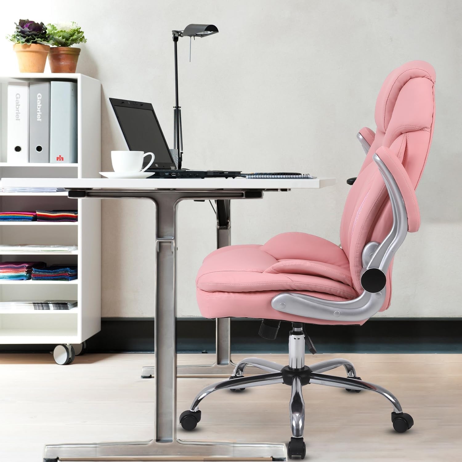 Pink Ergonomic Office Chair With Adjustable Lumbar Support