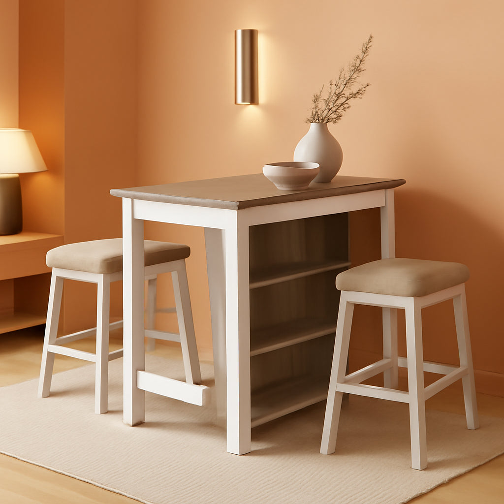 Whitewash Counter Height Dining Set With Barstools