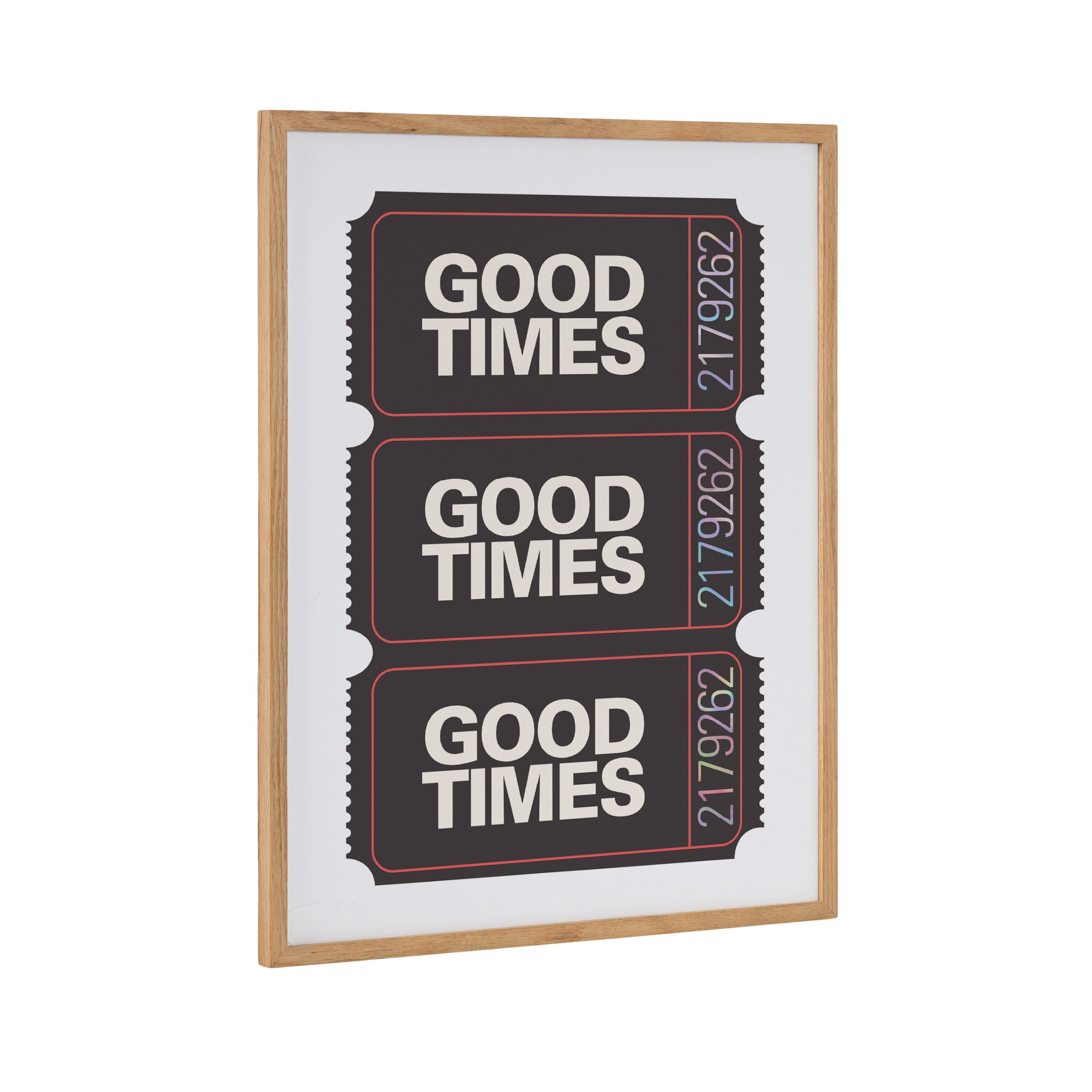 Gallery Preppy Retro Positive Quote Good Times Ticket Print by The Creative Bunch Studio