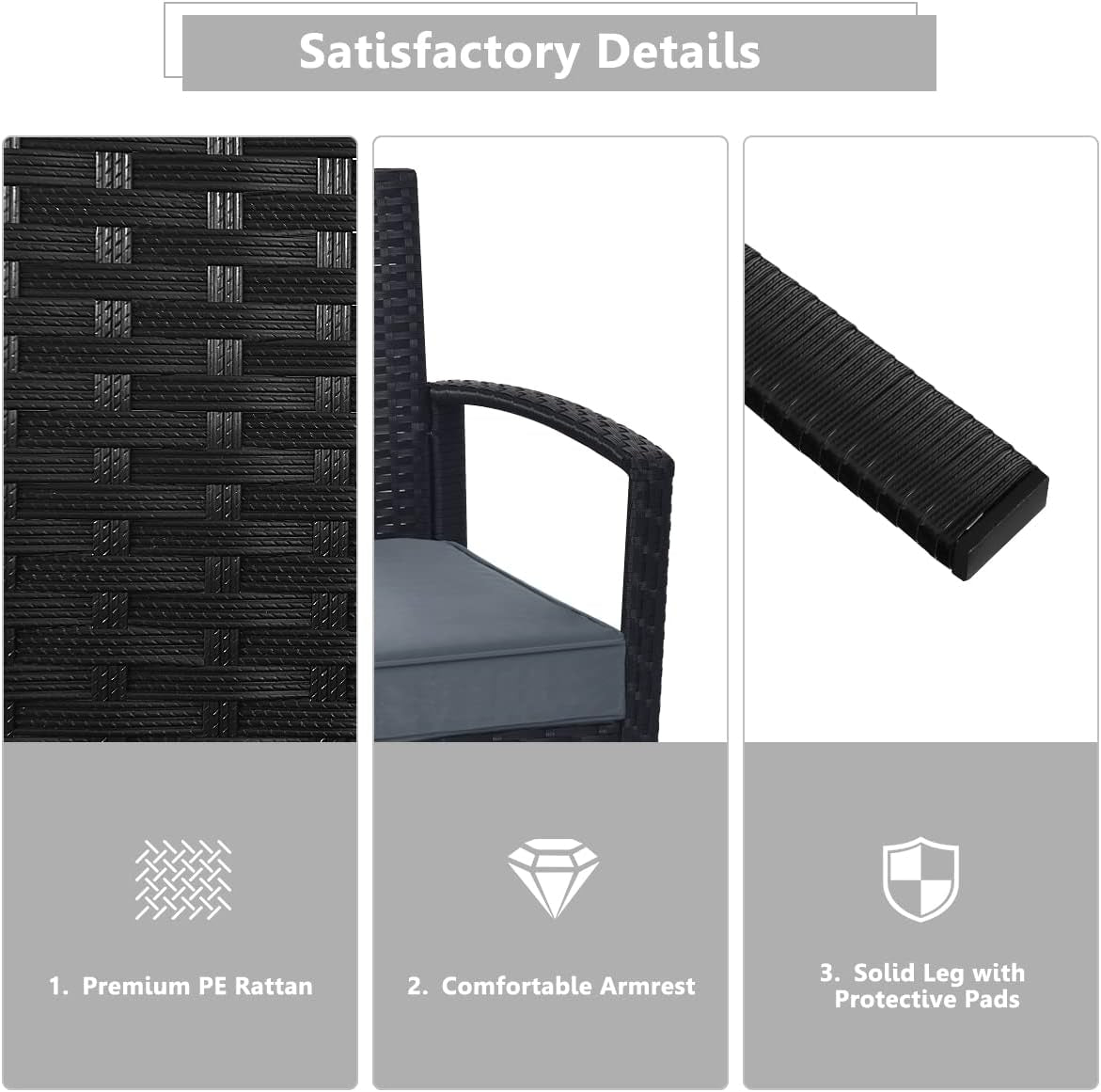 4 Piece Patio Rattan Furniture Set With Glass Coffee Table