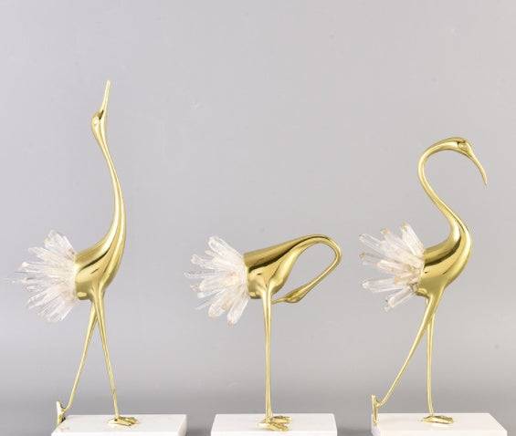 Modern Light Luxury Bronze Crane Ornaments