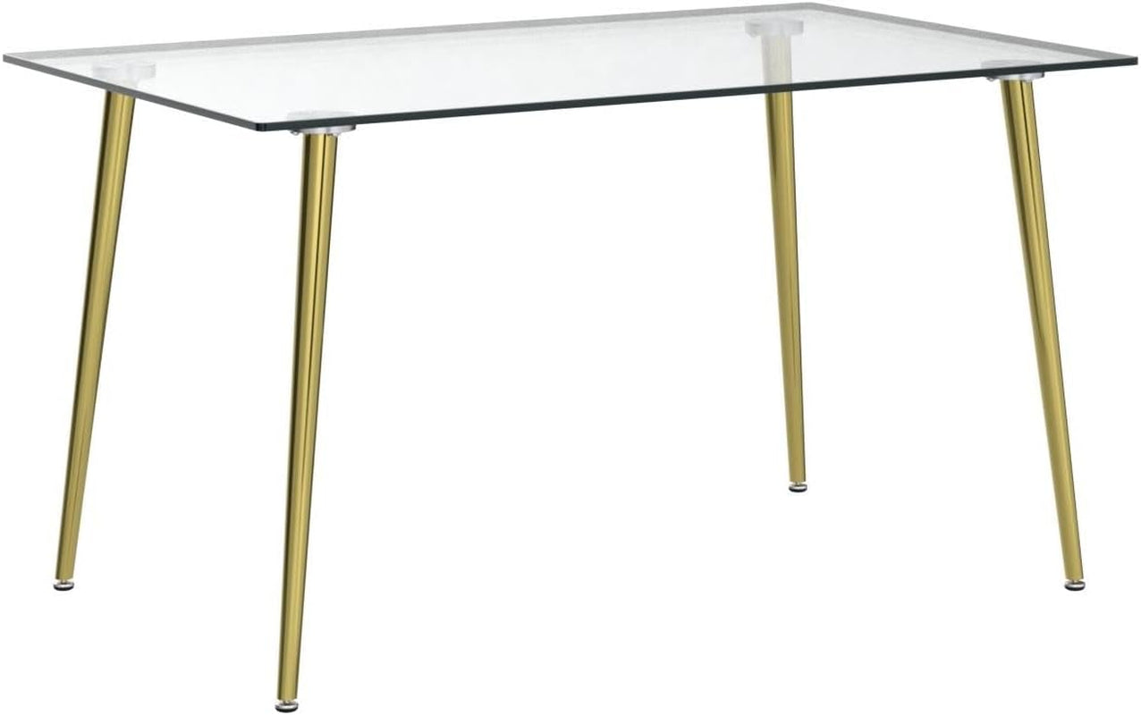 Glass Dining Table For 4 51 Inch Tempered Glass Gold Legs
