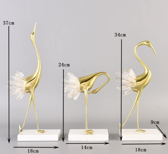 Modern Light Luxury Bronze Crane Ornaments