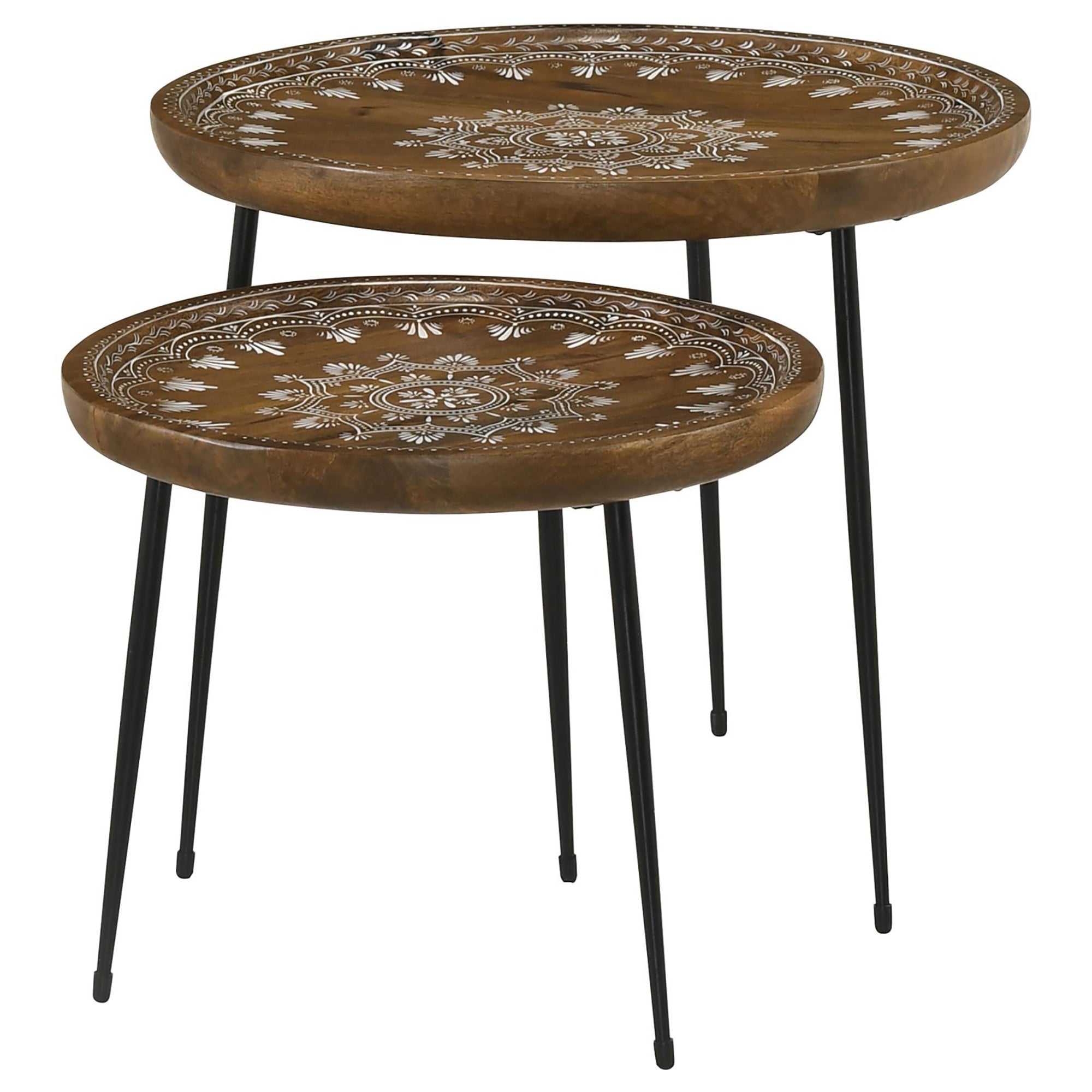 Honey and Black 2-Piece Nesting Table-3