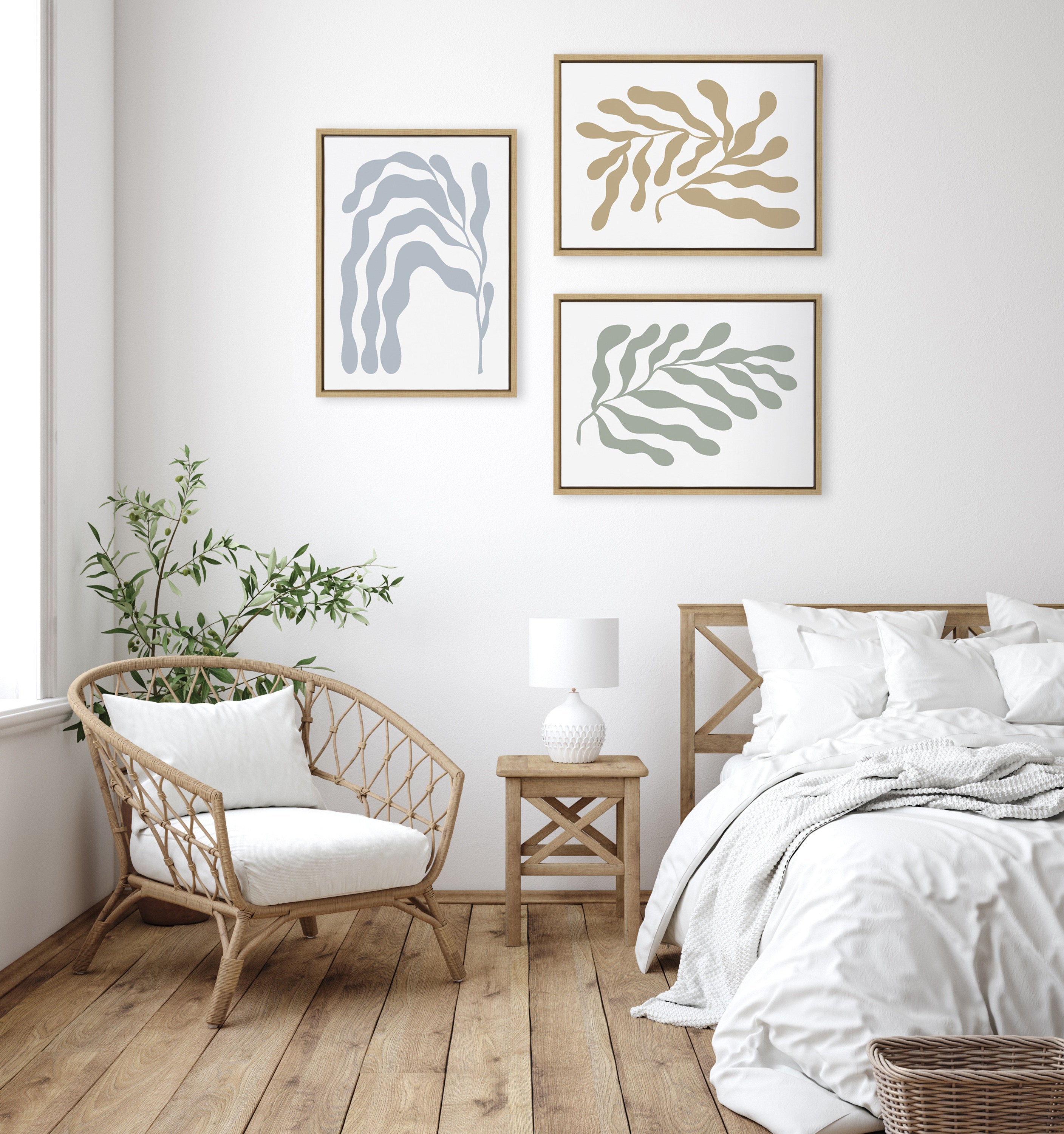 Sylvie Matisse Inspired Abstract Botanicals Framed Canvas by The Creative Bunch Studio