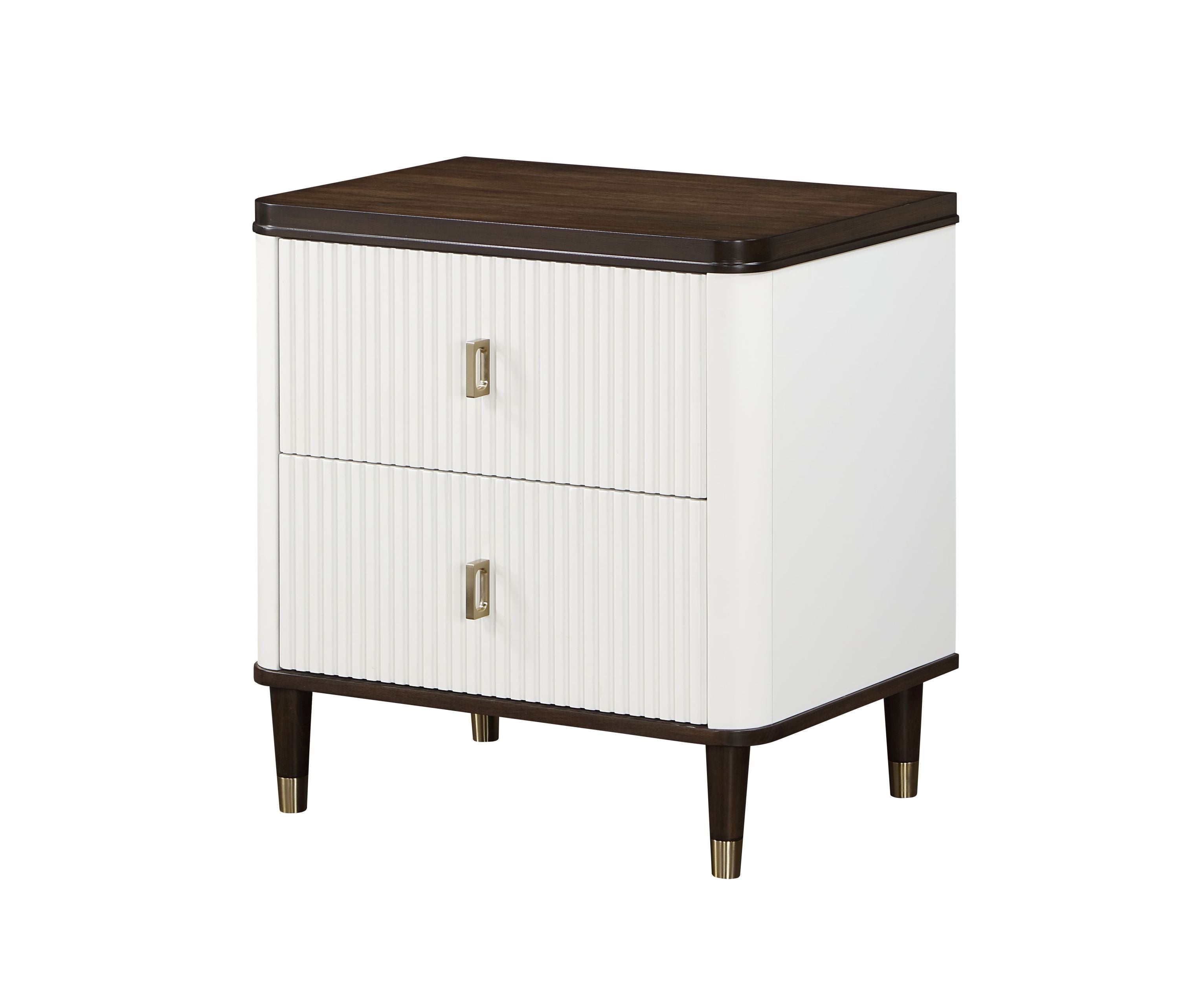 Nightstand With USB, White & Brown Finish-0