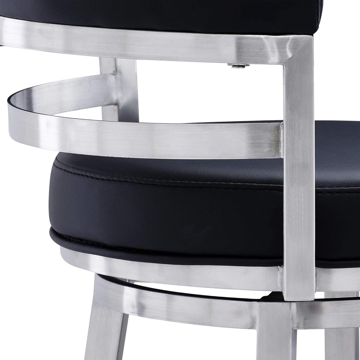 Modern Black Faux Leather Swivel Bar Stool for Kitchen