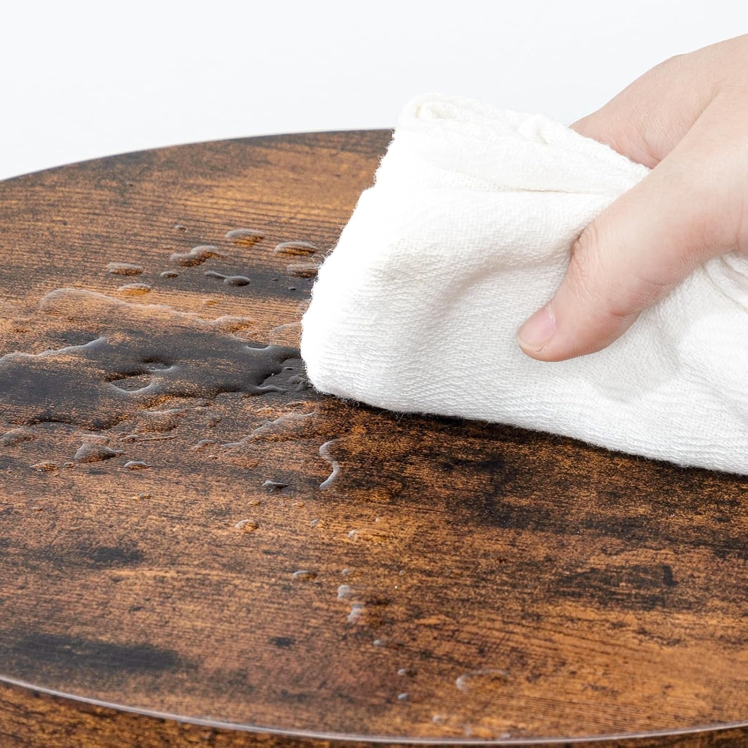 Round Bar Stools Set of 2 With Footrest 24.4 Inch Industrial Rustic Brown