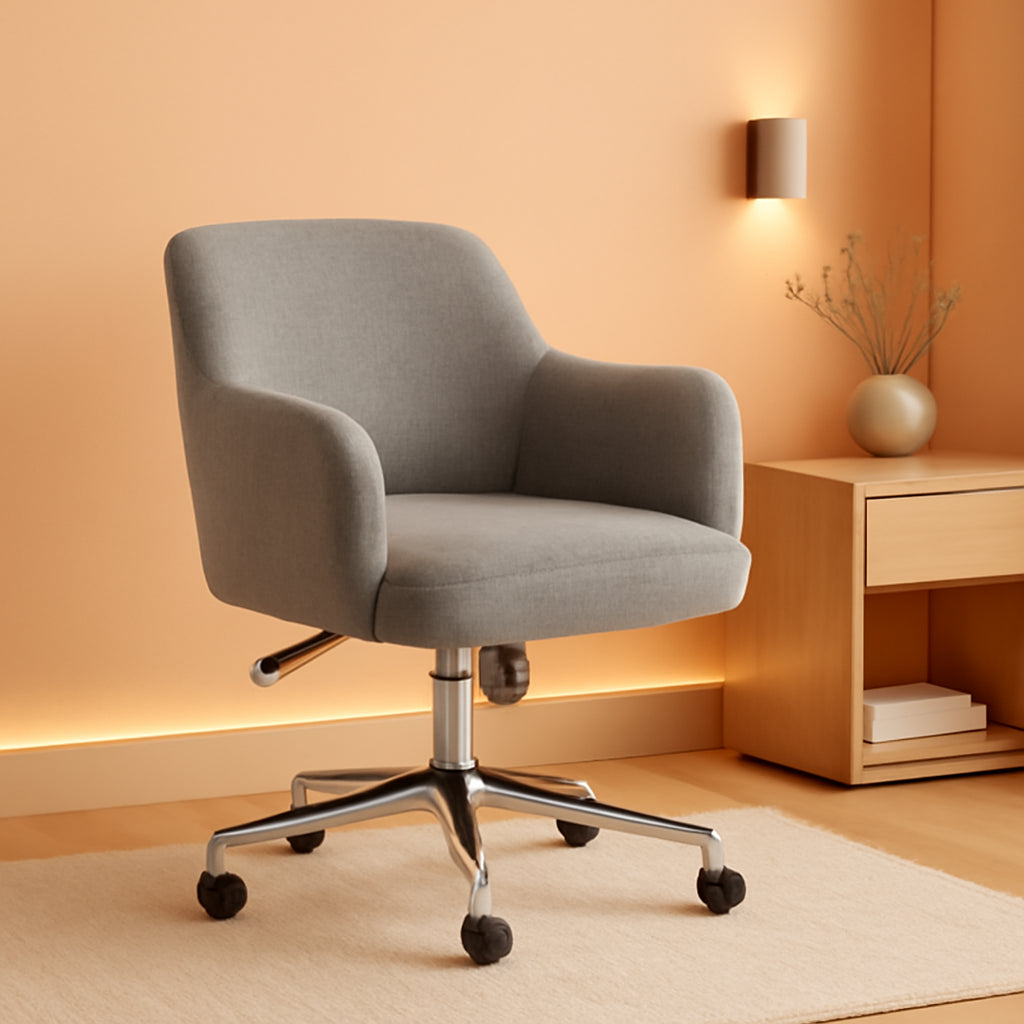 Light Gray Office Chair With 360 Swivel For Modern Home Office