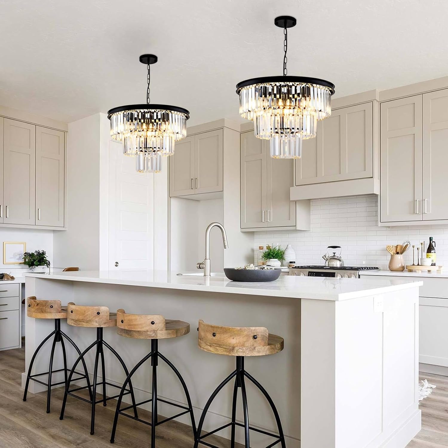 8 Light Black Crystal Chandelier-2