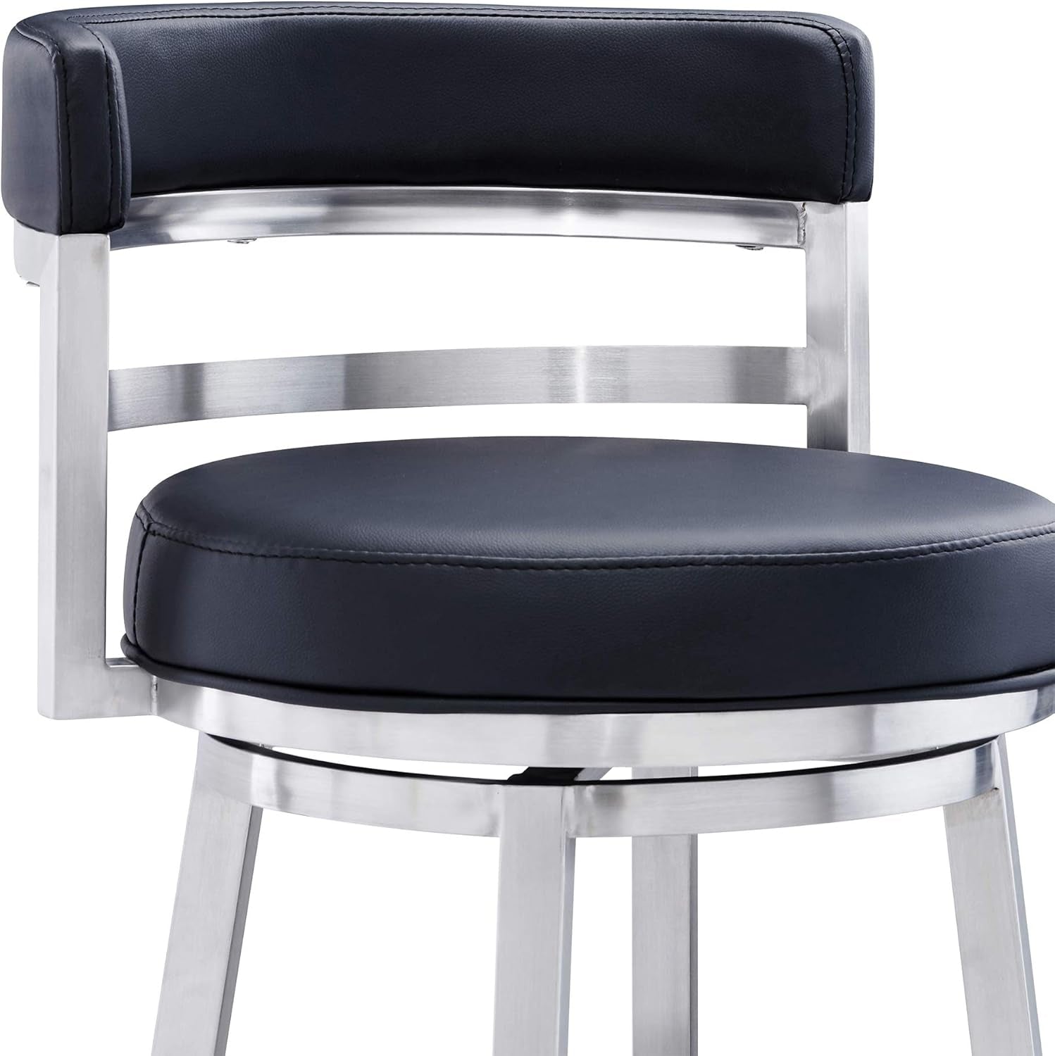 Modern Black Faux Leather Swivel Bar Stool for Kitchen