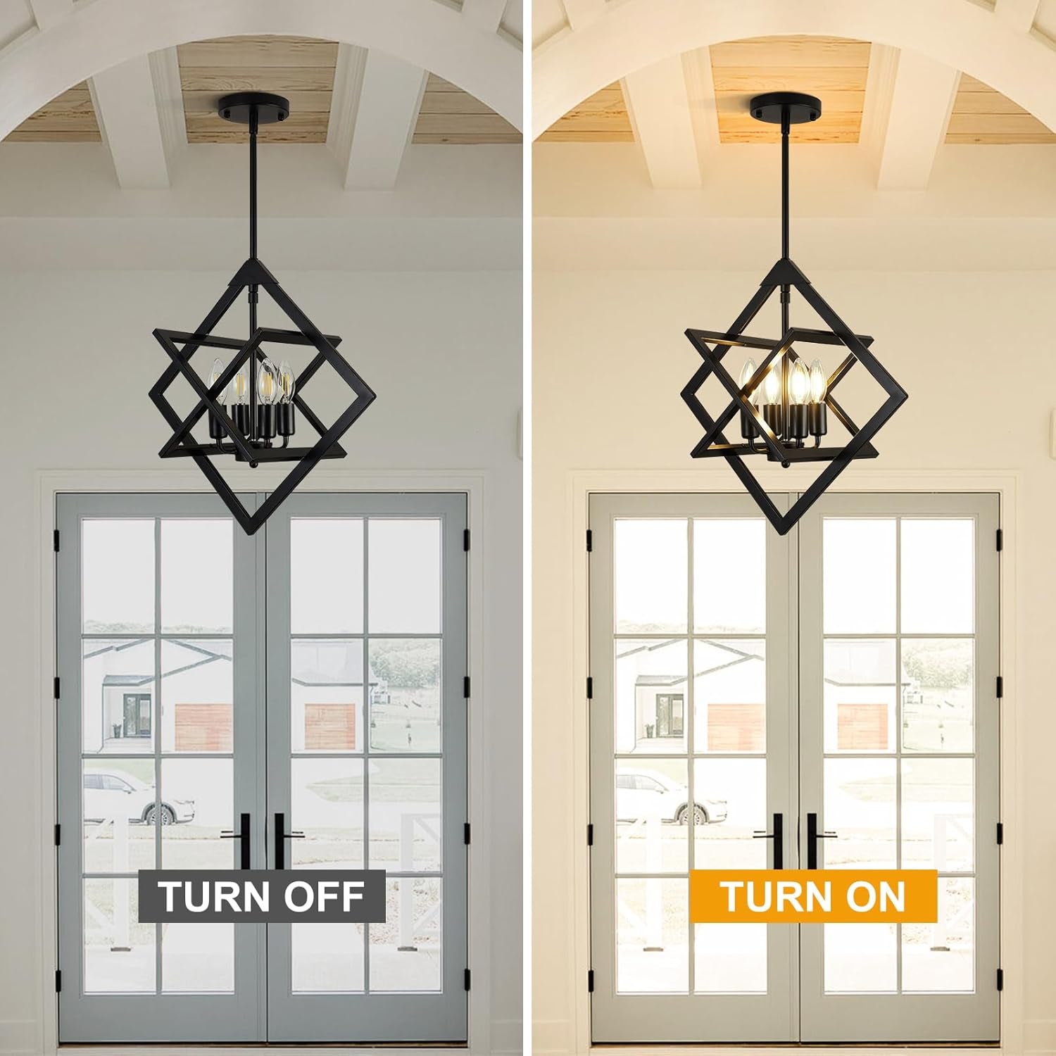 18 Inch Black Chandelier Industrial Farmhouse Geometric-4