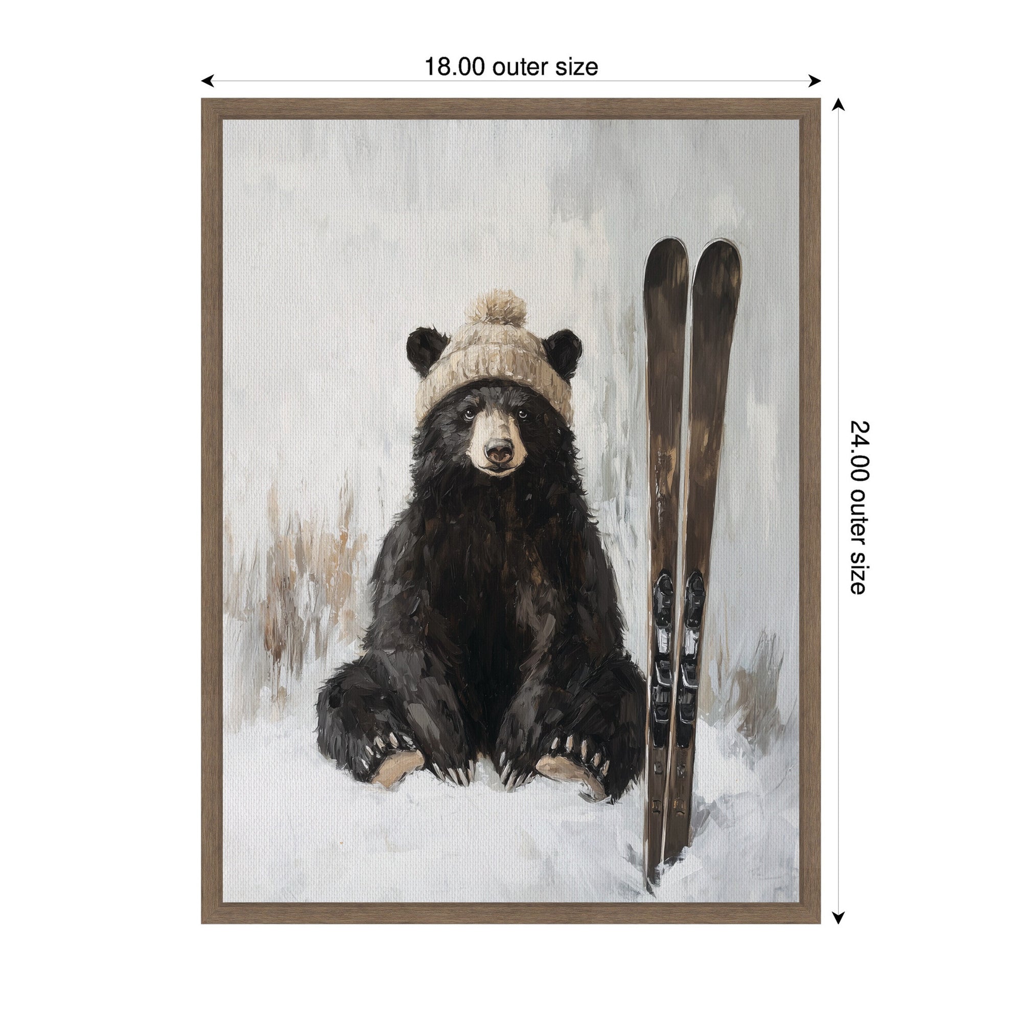Sylvie Framed Canvas Winter Bear Waiting to Ski by The Creative Bunch Studio