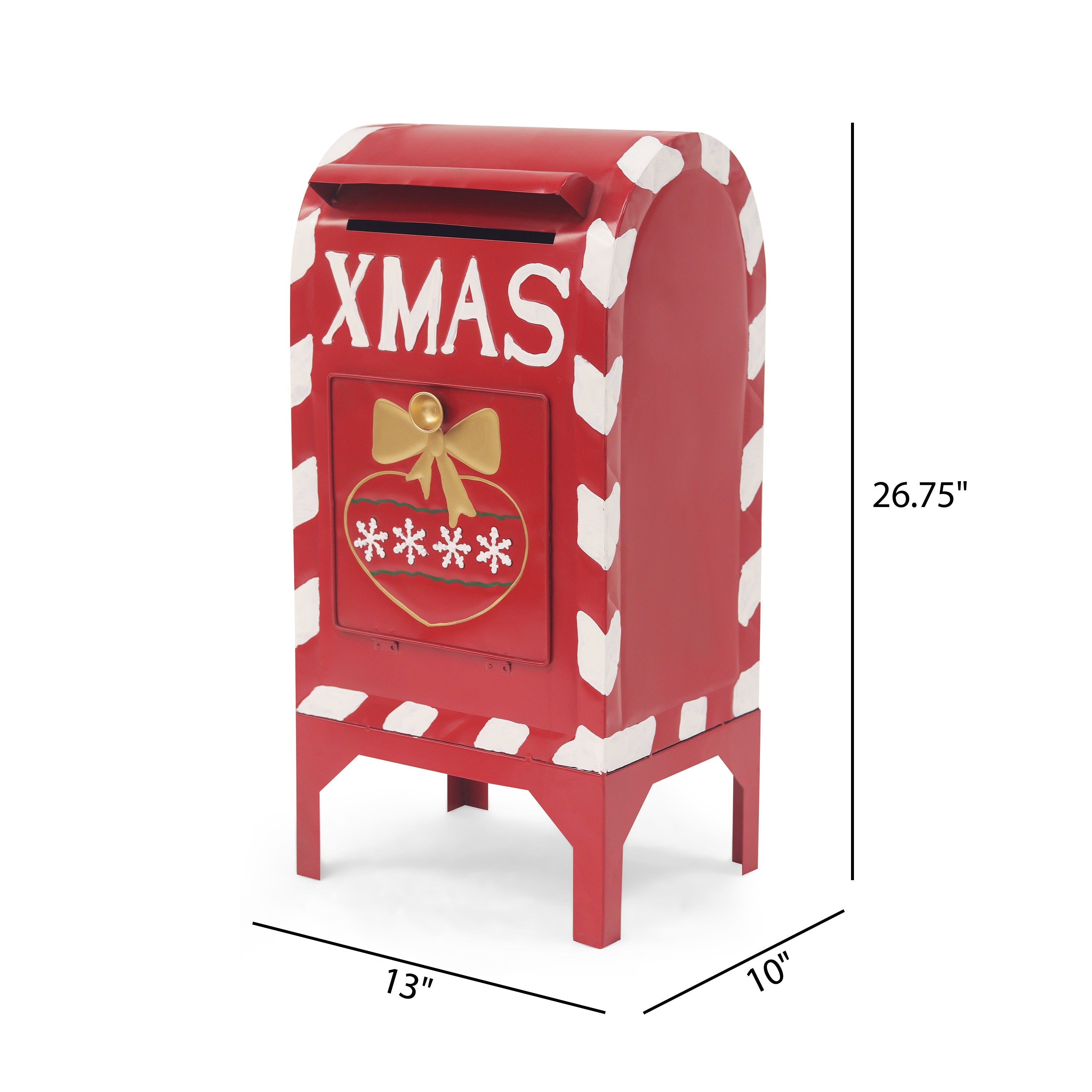 Red Iron Christmas Mailbox Decoration-4