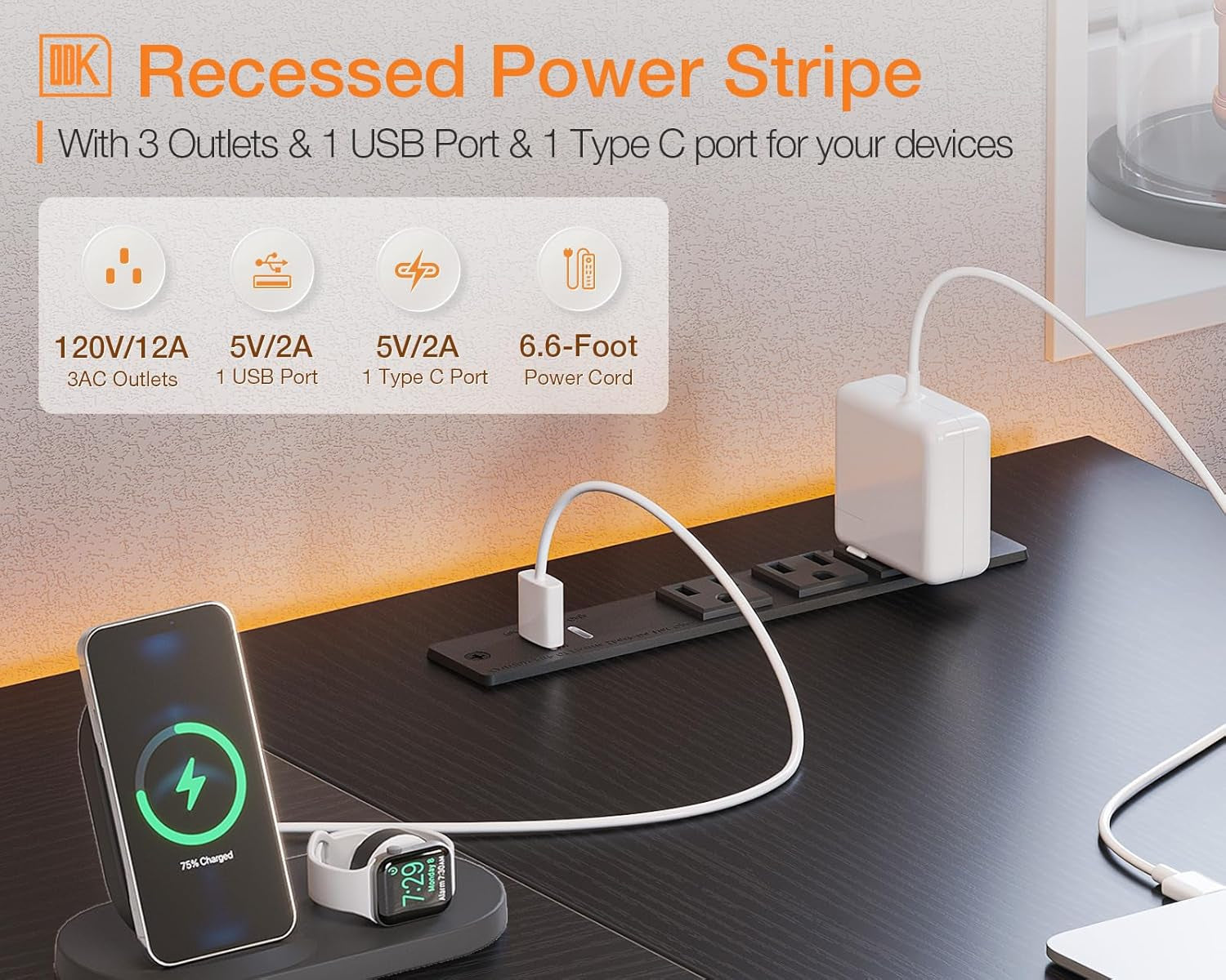 40In L Shaped Gaming Desk With Power Outlets Black