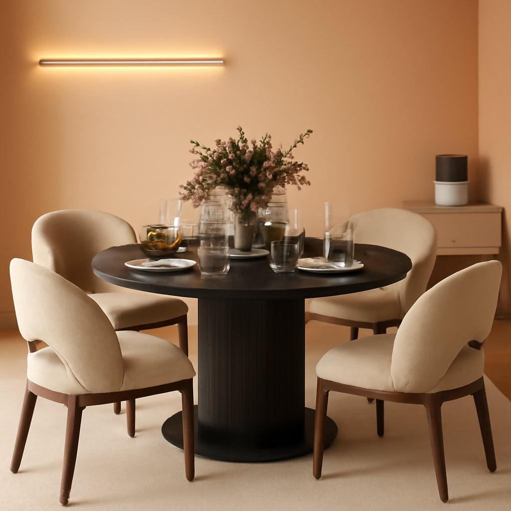 Round Dining Table Featuring Concealed Storage Black