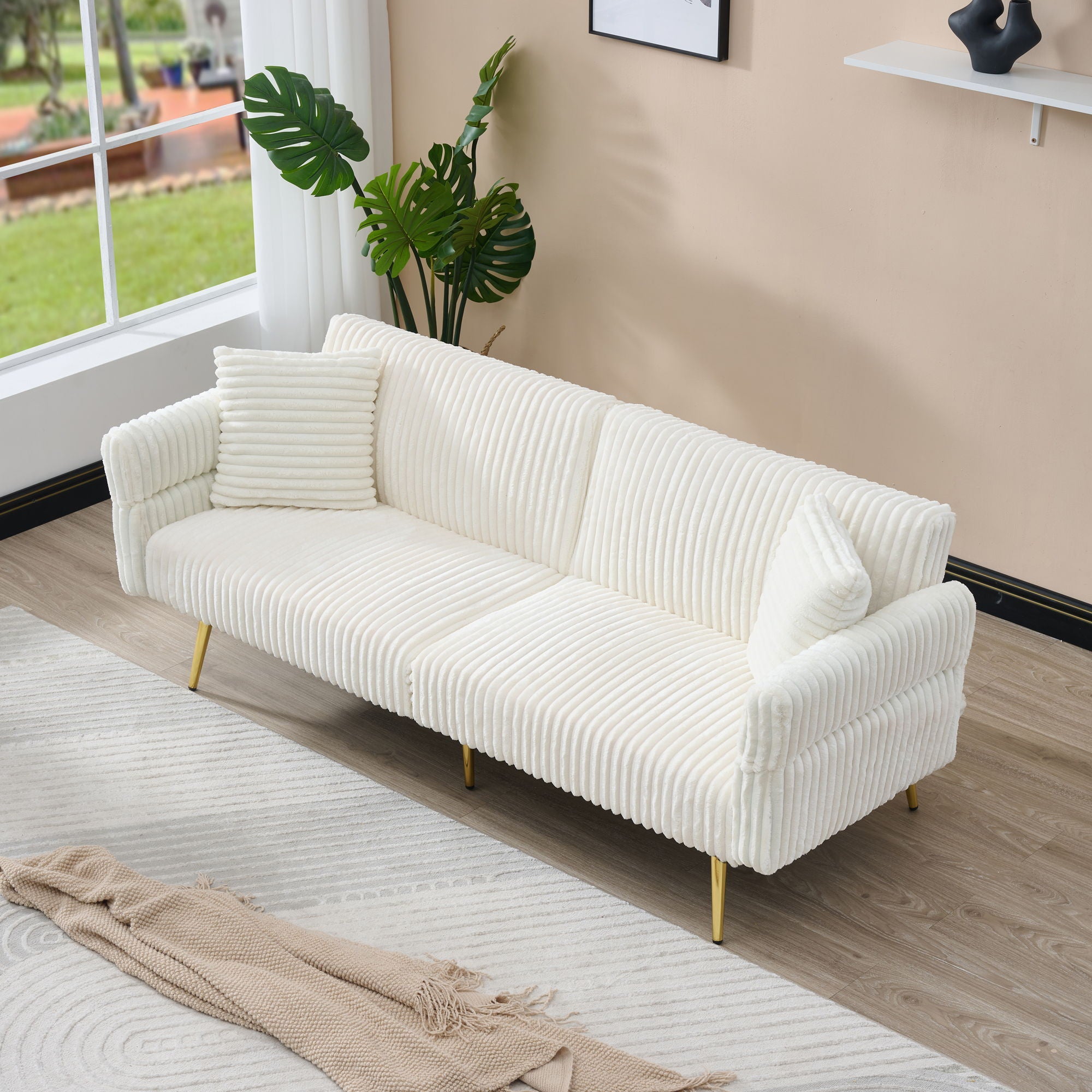 Luxury Foldable Double Sofa Bed With Folding Armrests